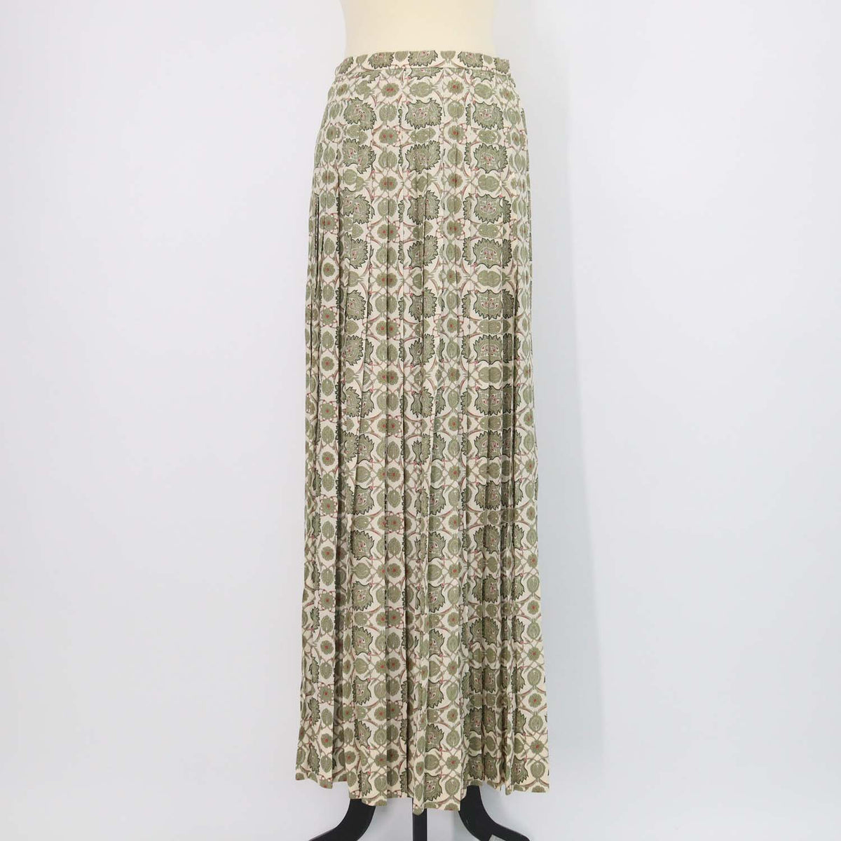 Loro Piana Green Silk Flower Echoes Print Clea Skirt