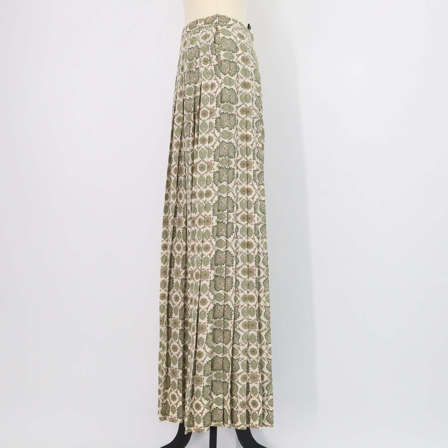 Loro Piana Green Silk Flower Echoes Print Clea Skirt