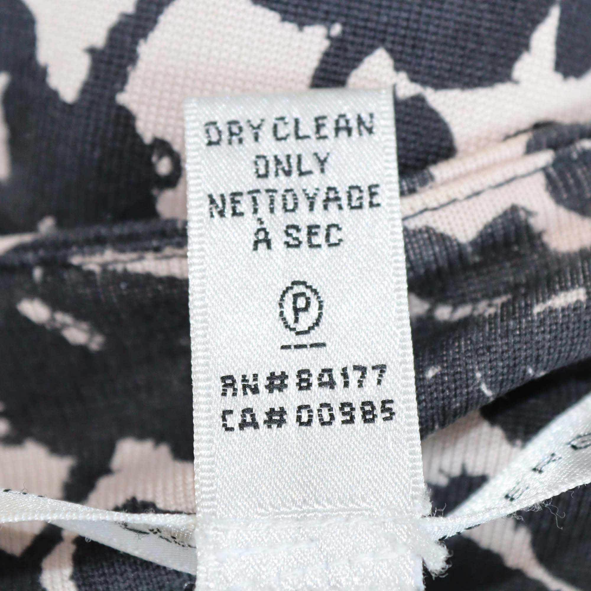 Diane Von Furstenberg Black/Beige Silk Floral Midi Dress