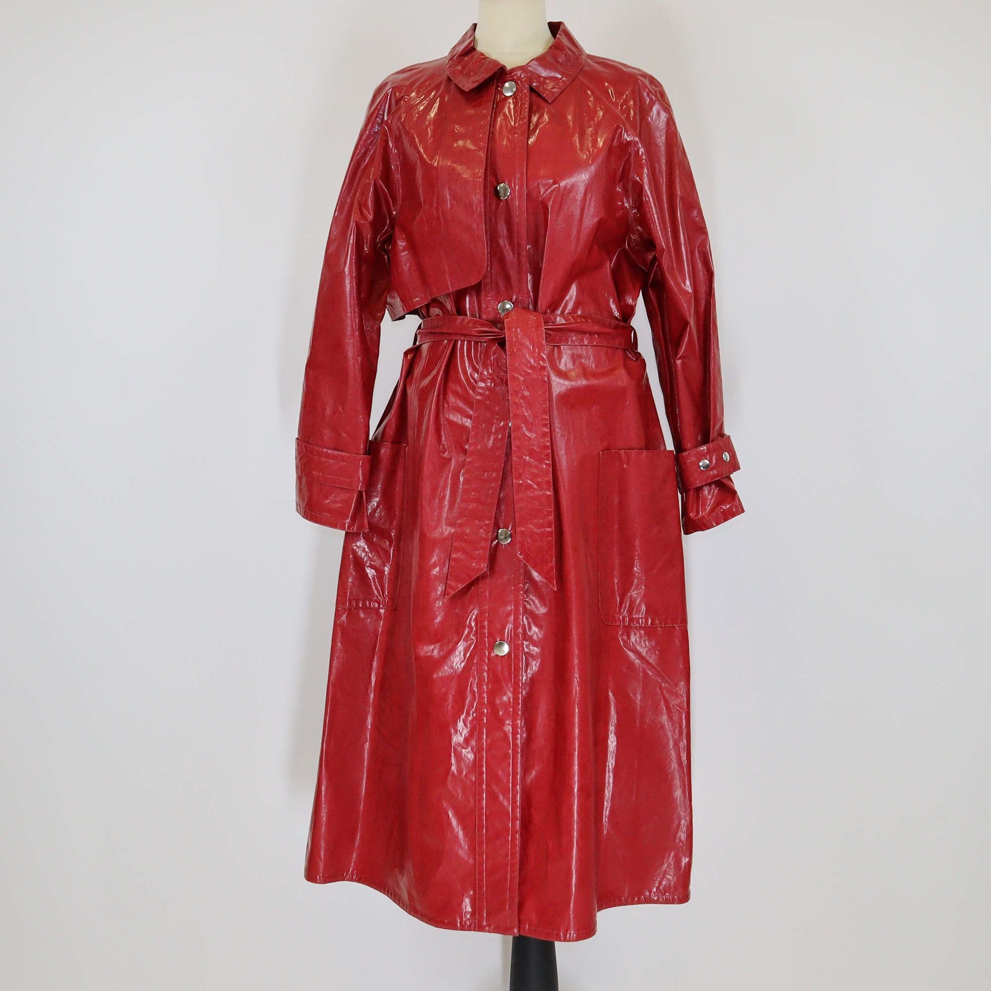 Isabel Marant Red Cotton Snap Button Front Abby Romy Trench Coat