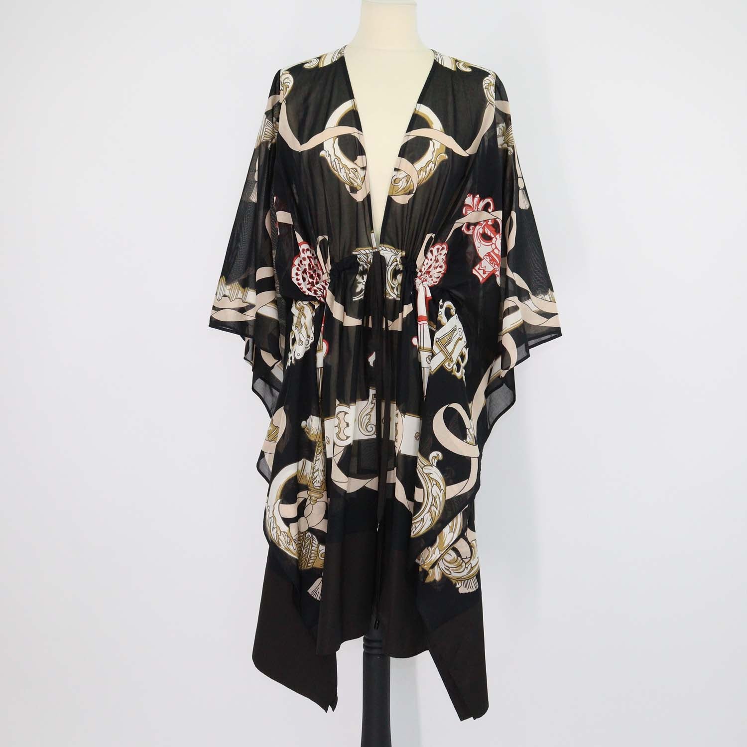 Hermes Black/Multicolor Cotton Ferronnerie Remix Beach Kaftan Dress