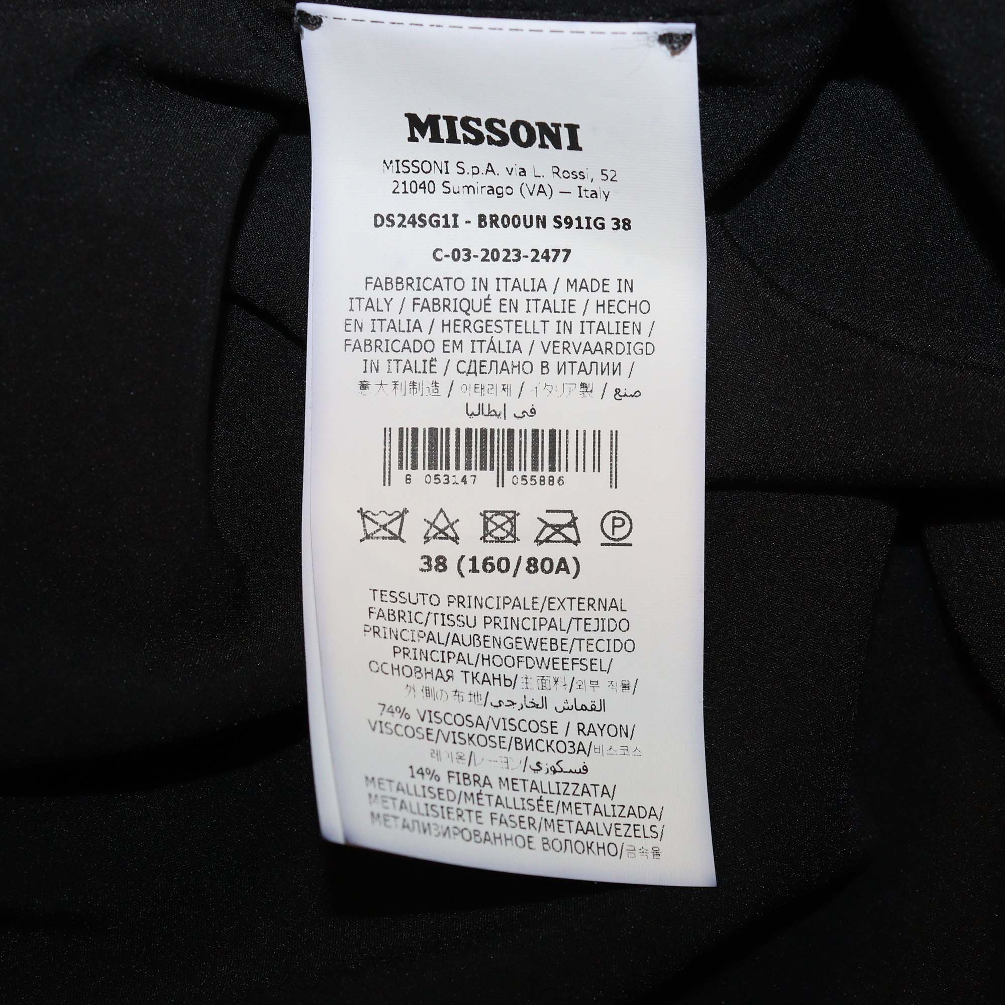 Missoni Metallic Black Viscose Raschel Lame Wrap Maxi Dress