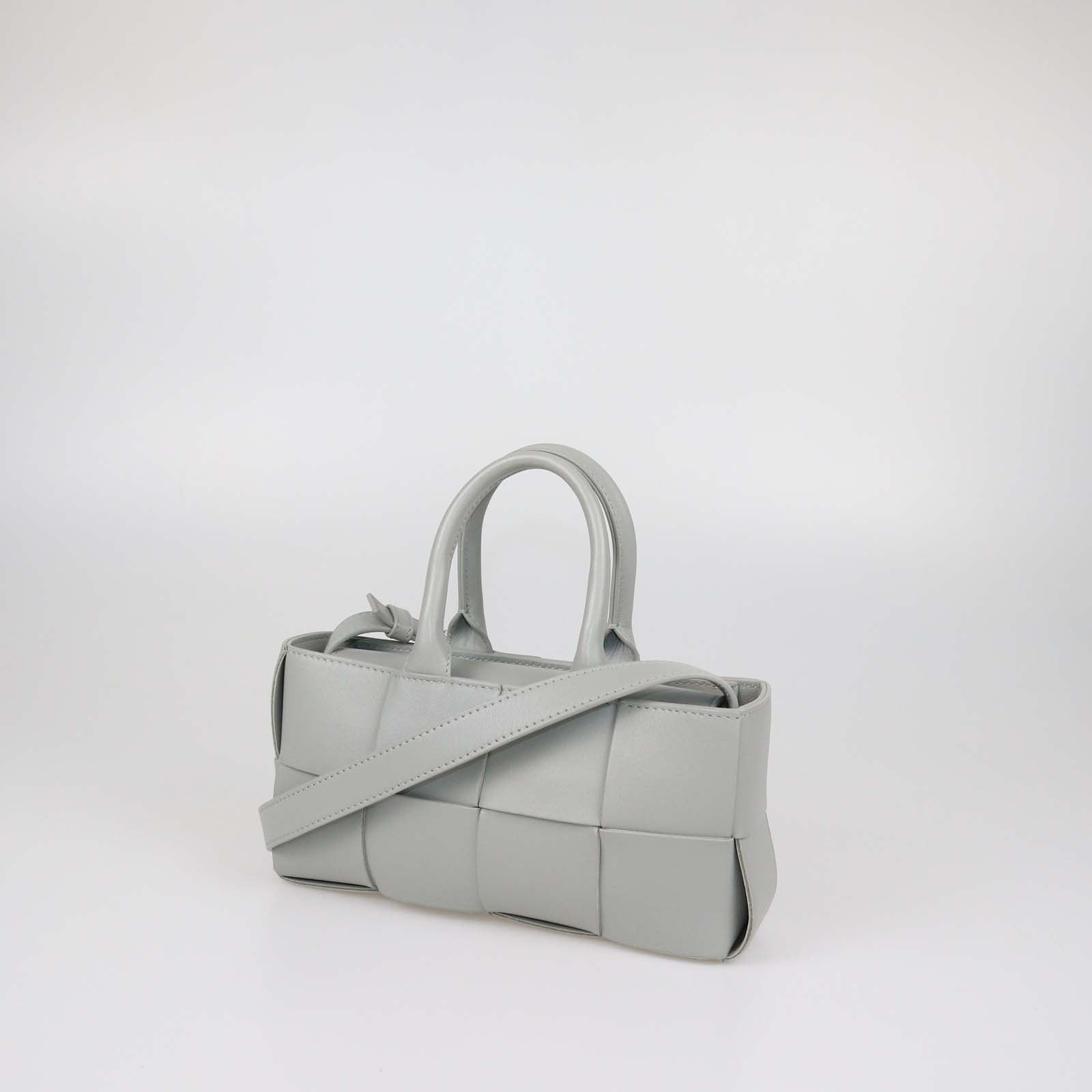 Bottega Veneta Grey Intreccio Leather Mini East/West Arco Tote