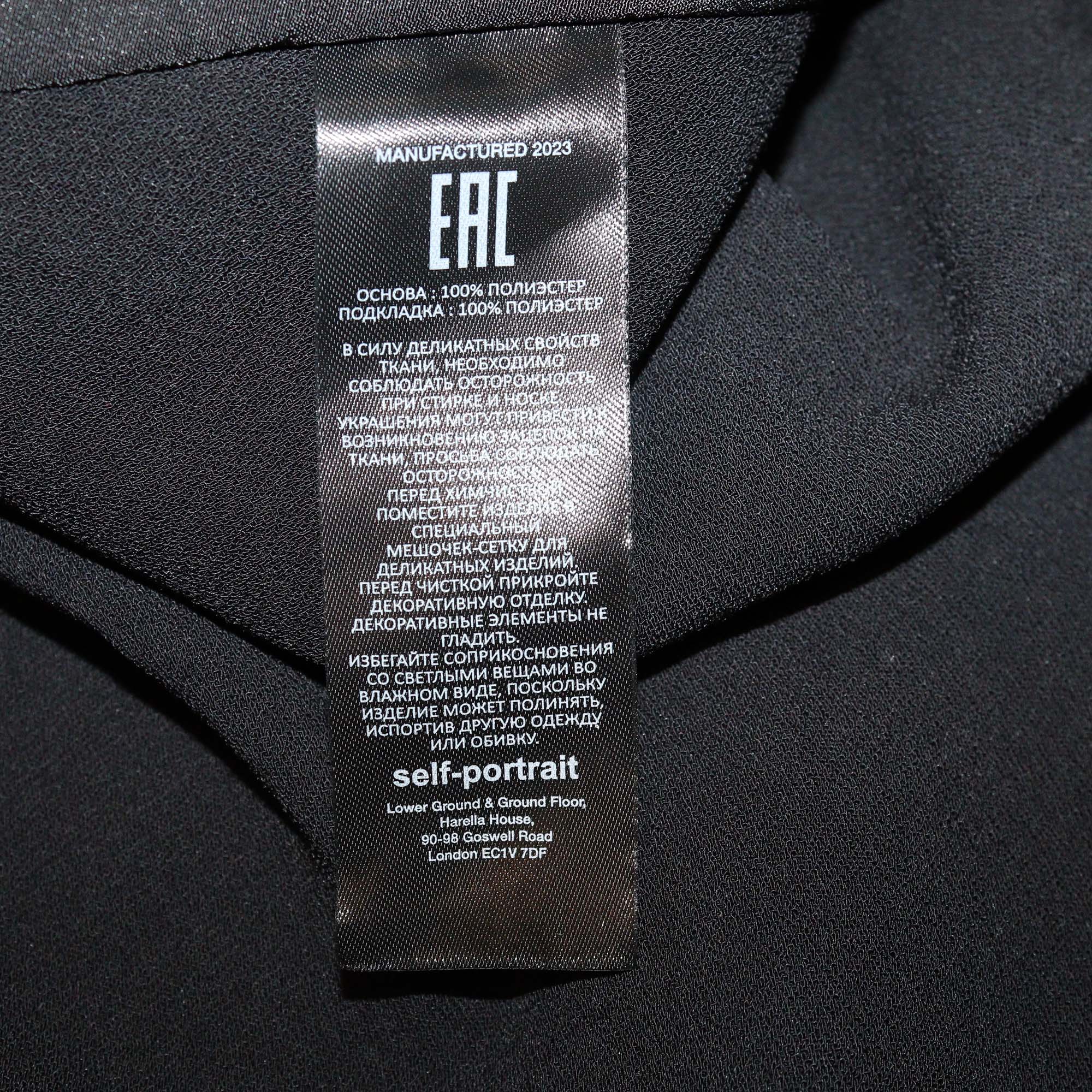 Self-Portrait Black Diamante Bust Midi Dress