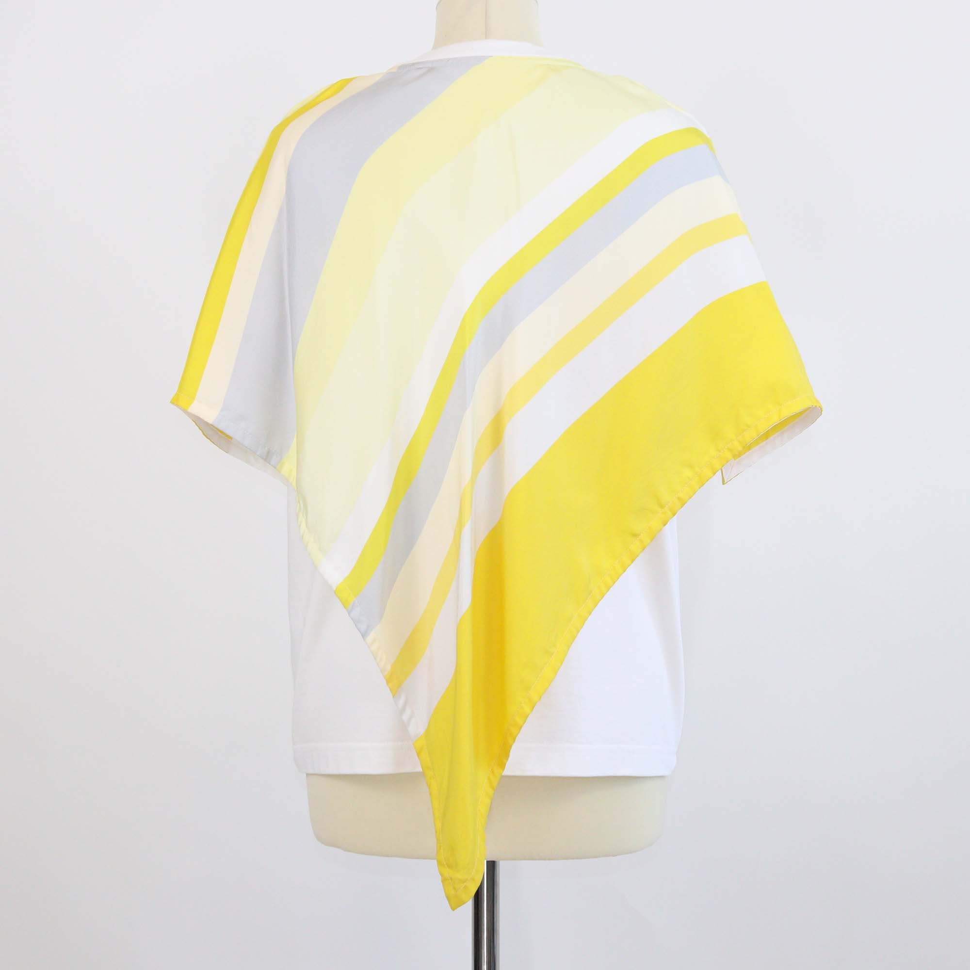Bottega Veneta White Cotton T Shirt w/ Striped Silk Scarf