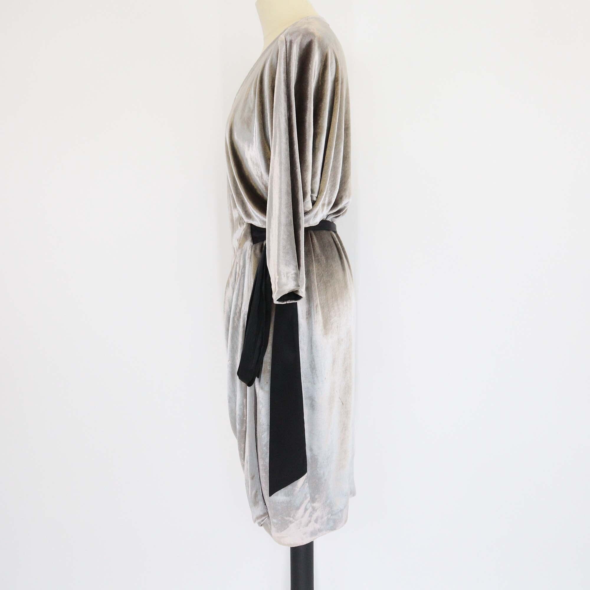 Diane Von Furstenberg Grey Velvet Grano Wrap Dress Womens Diane Von Furstenberg
