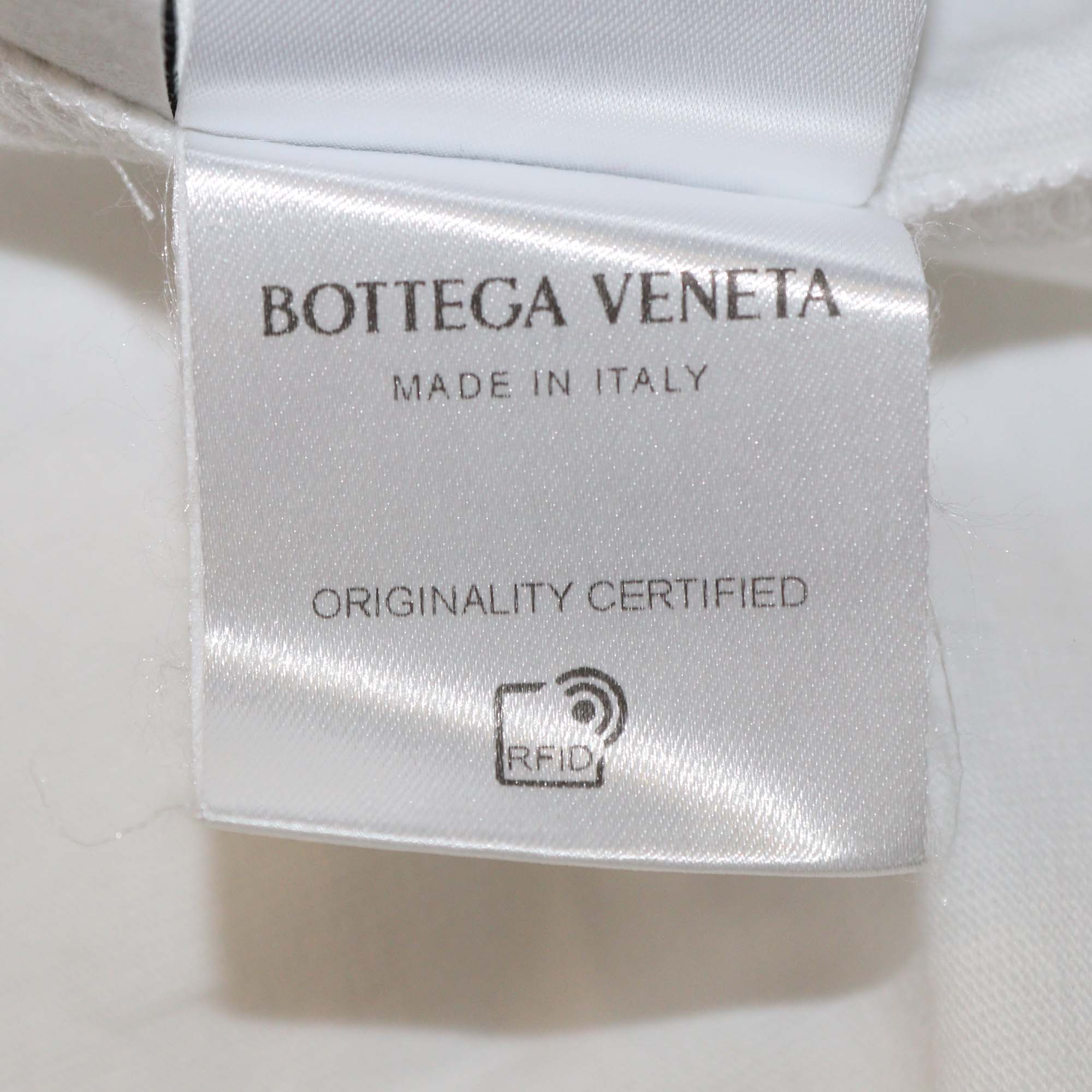 Bottega Veneta White Cotton T Shirt w/ Striped Silk Scarf