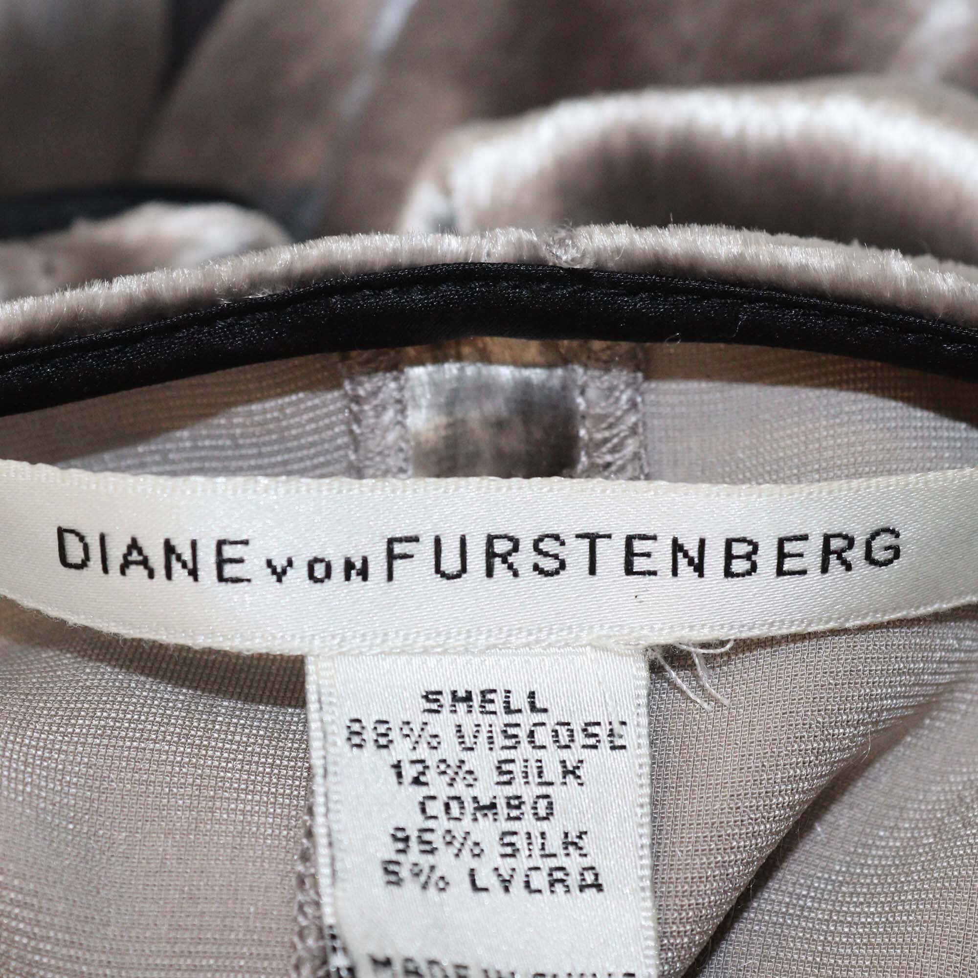 Diane Von Furstenberg Grey Velvet Grano Wrap Dress Womens Diane Von Furstenberg