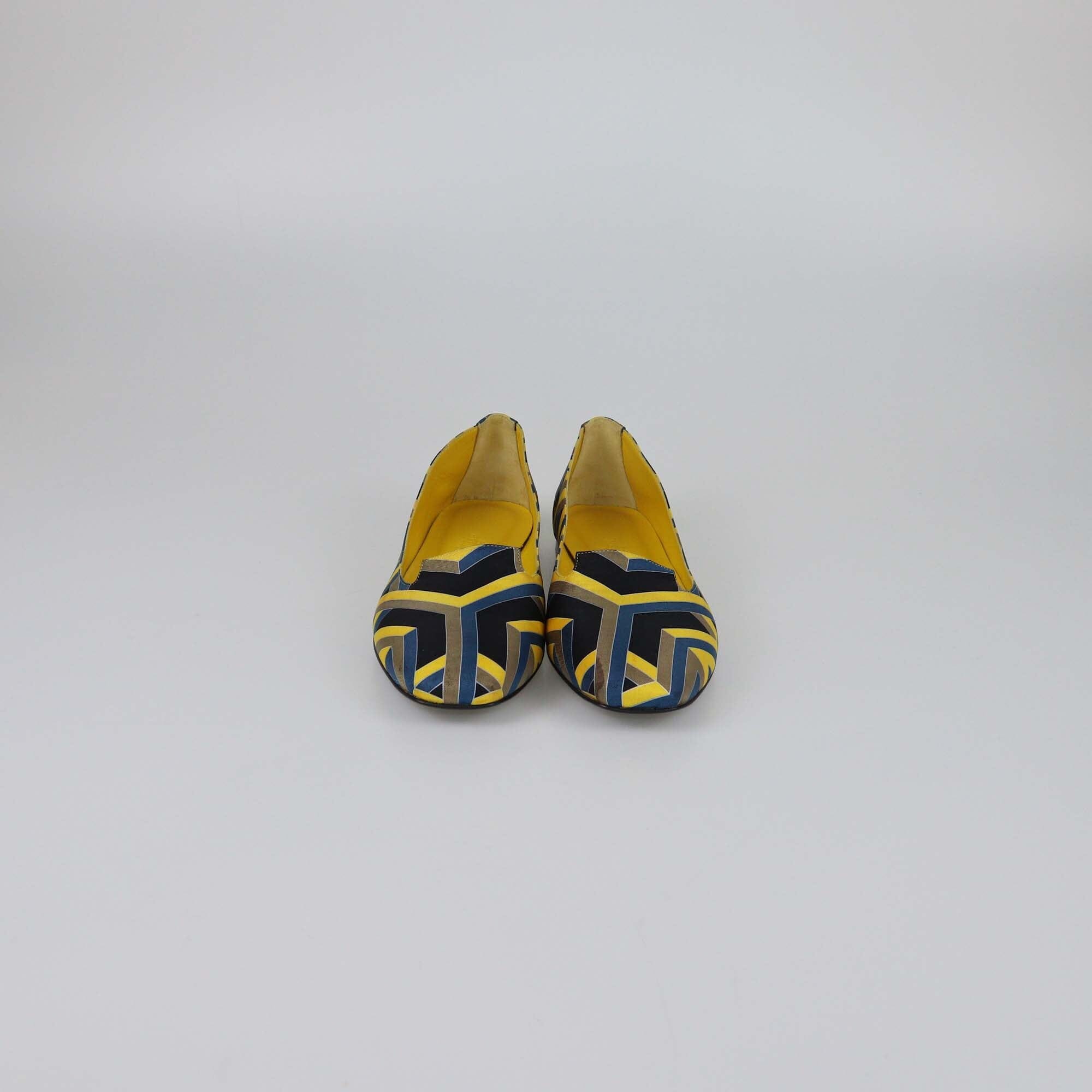 Hermes Multicolor Pattern Print Flats Womens Hermes