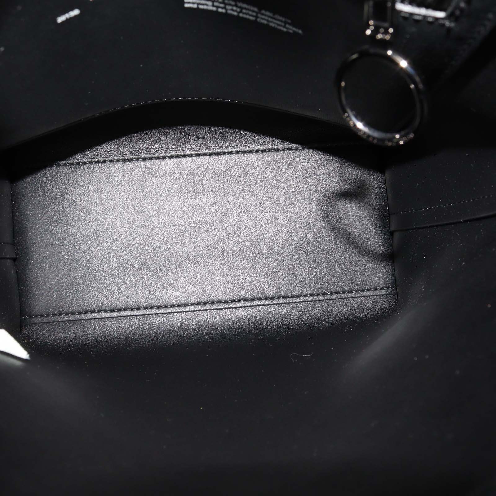 Off-White Black/White Leather Diagonal Striped Tote