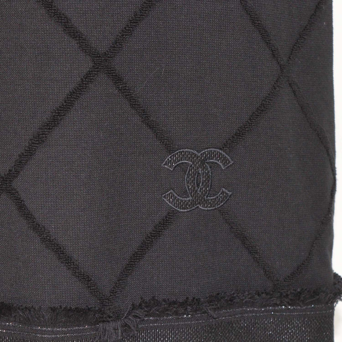 Chanel Black Blend Cotton Quilted Fringe Sleeveless Midi Dress