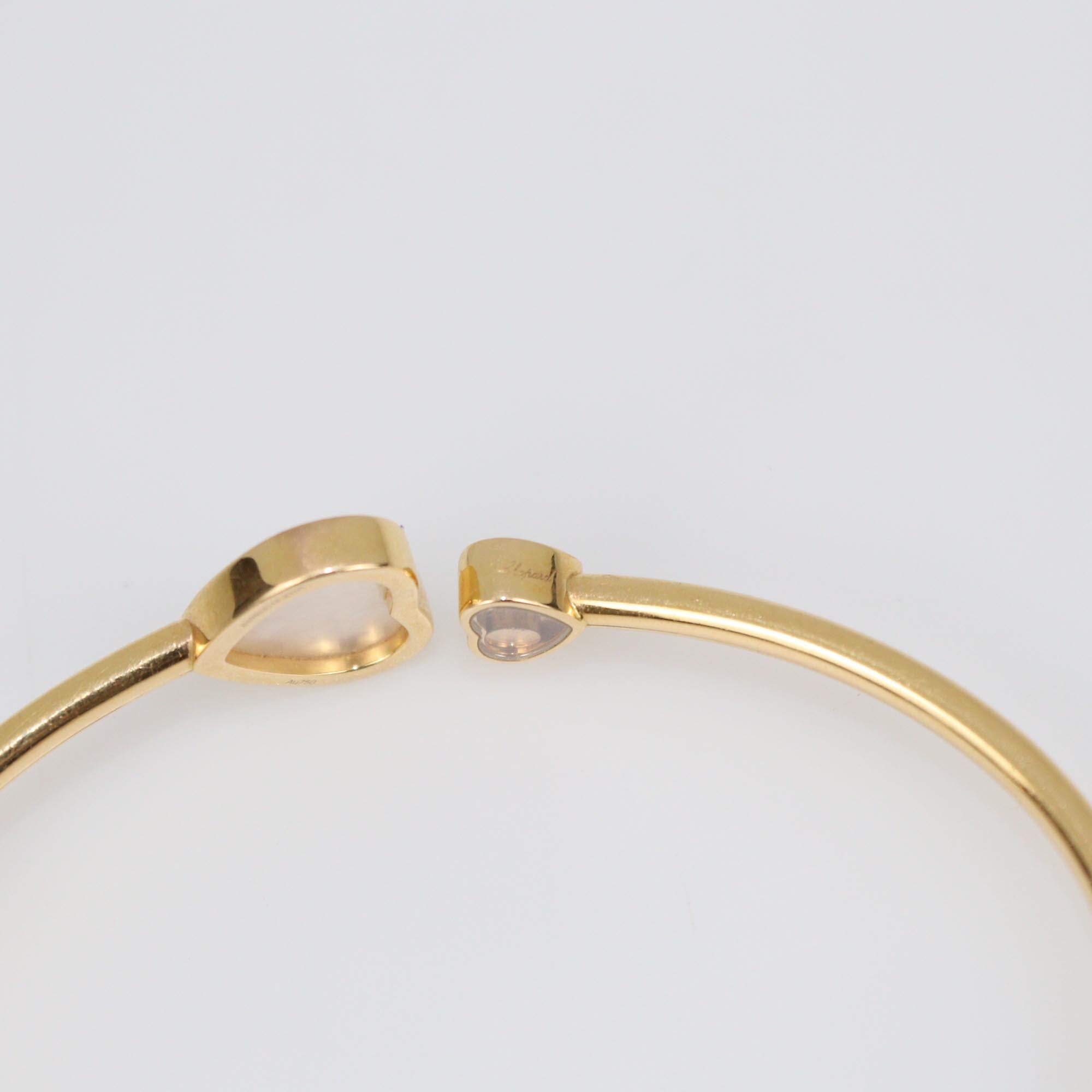Chopard Happy Hearts Mother Of Pearl Diamond 18K Yellow Gold Open Bracelet Womens Chopard