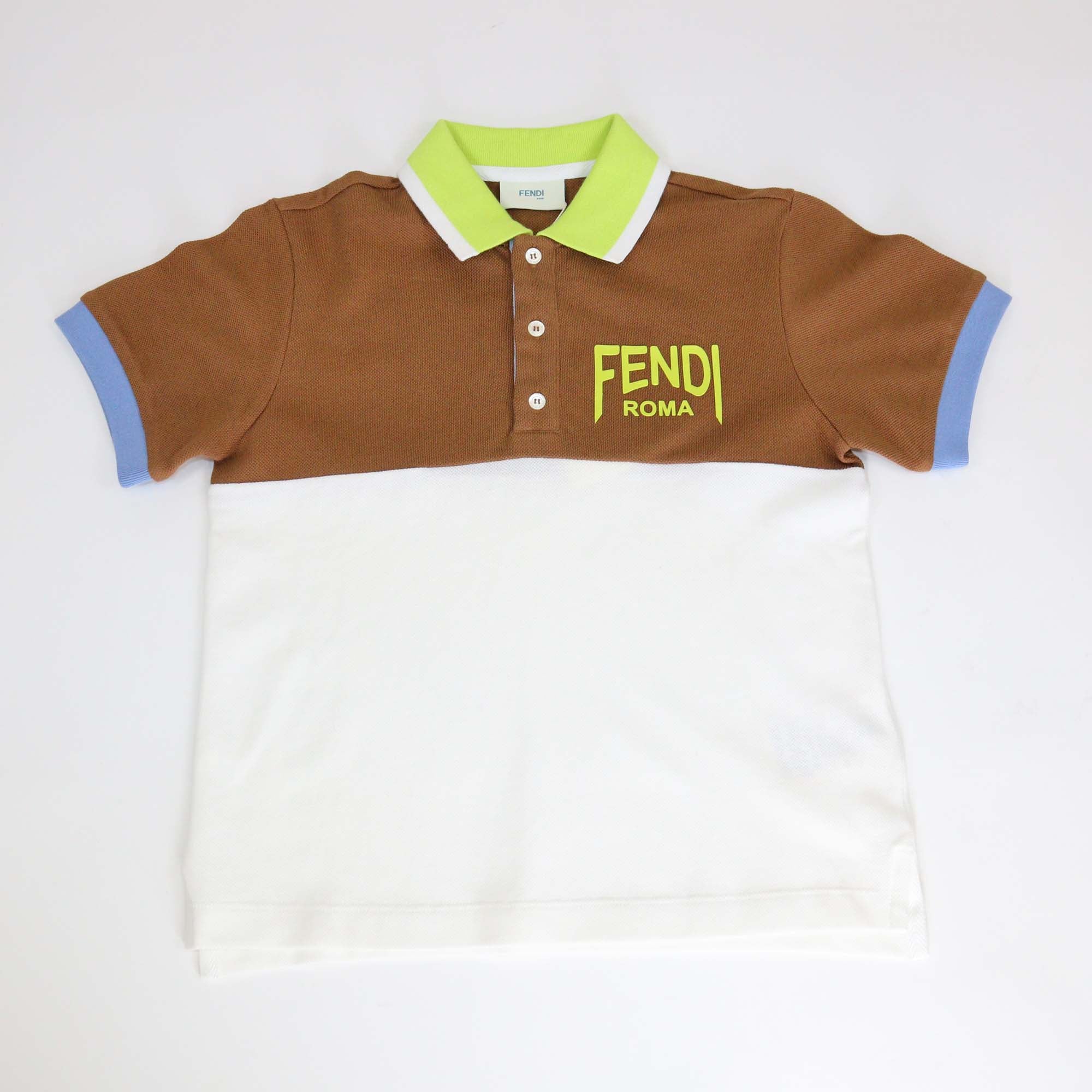 Fendi Kids Multicolor Cotton Pique Polo Shirt