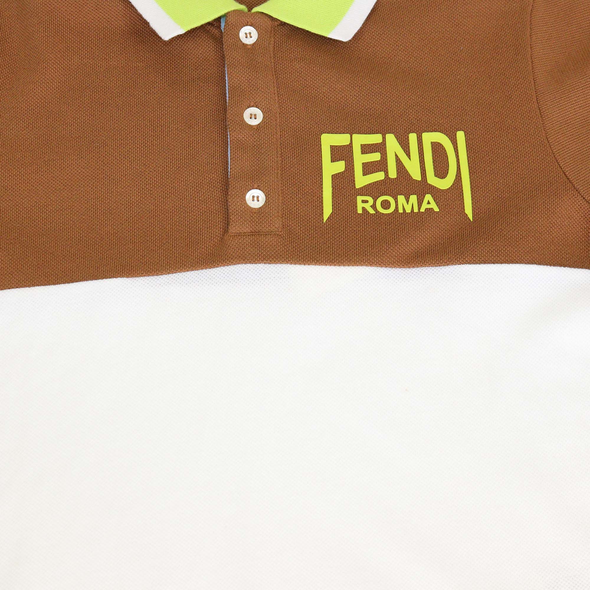 Fendi Kids Multicolor Cotton Pique Polo Shirt