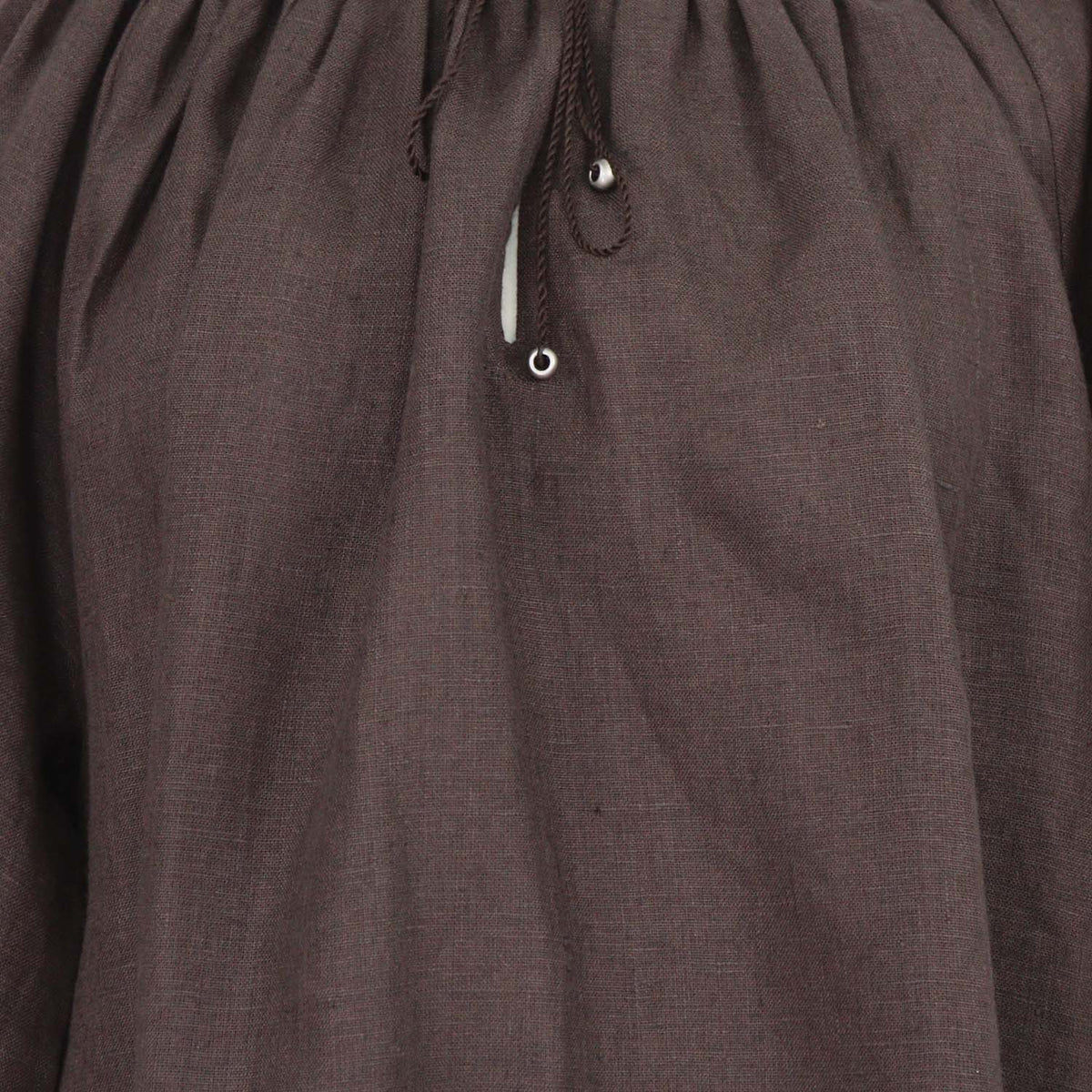 Etnodim Dark Brown Linen Embroidered Velina Dress