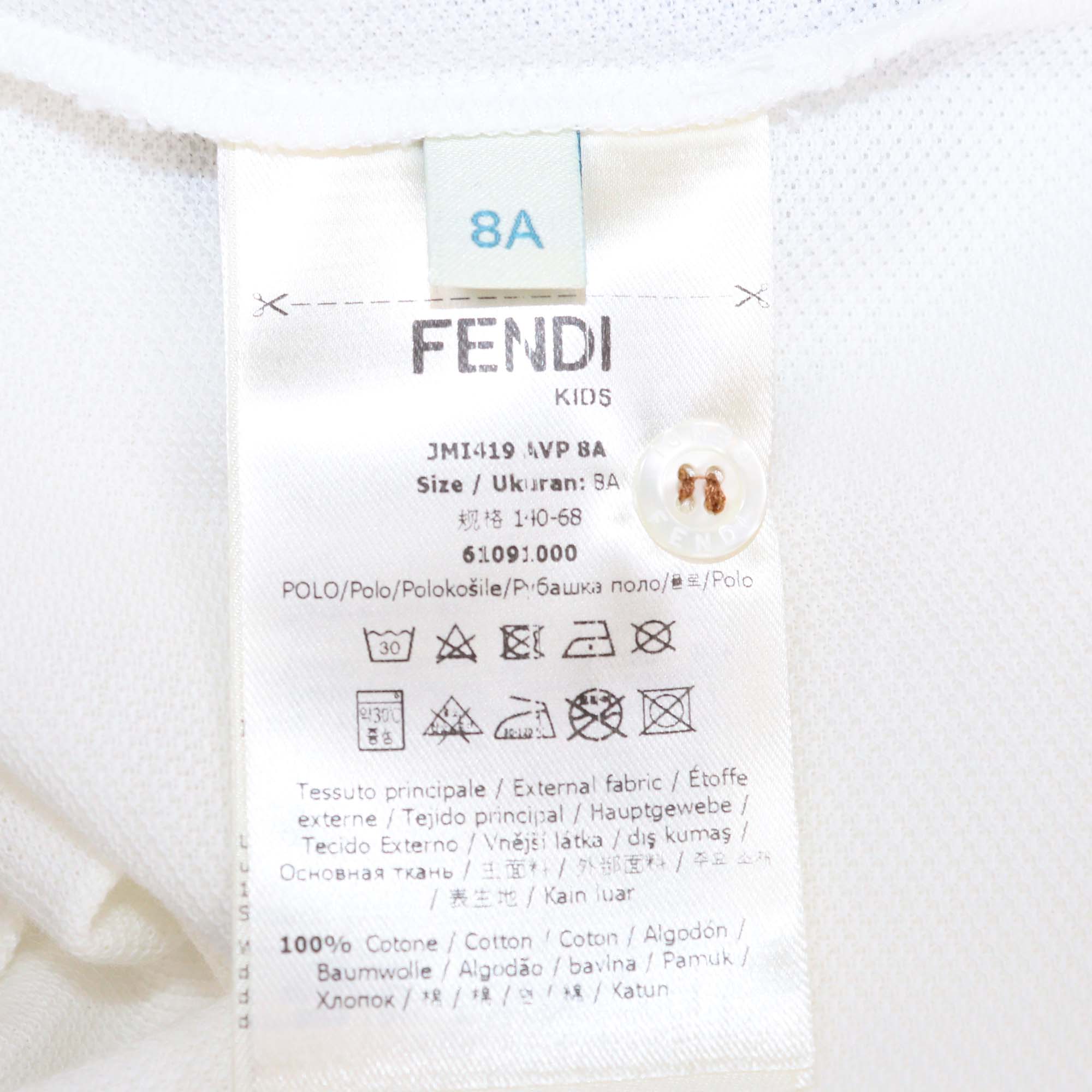 Fendi Kids Multicolor Cotton Pique Polo Shirt