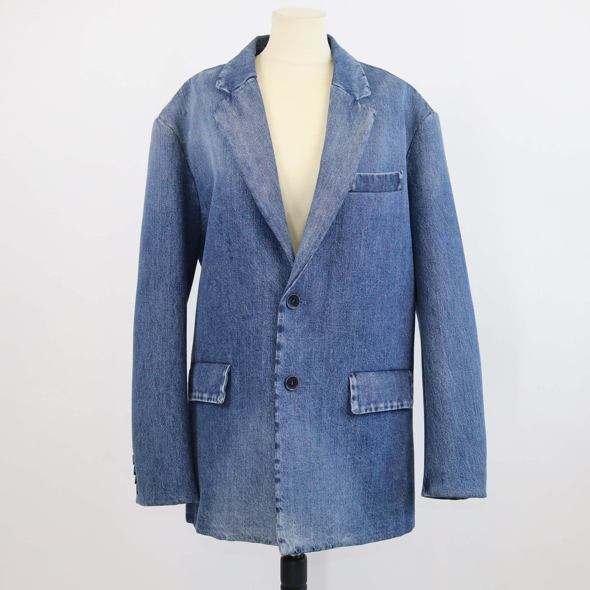 Valentino Blue Washed Denim Single Breasted Blazer