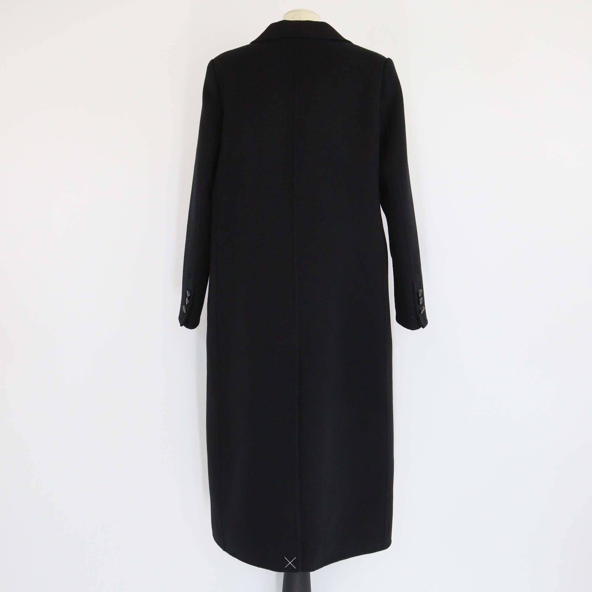 Fendi Black/Grey Wool & Silk Long Coat Womens Fendi