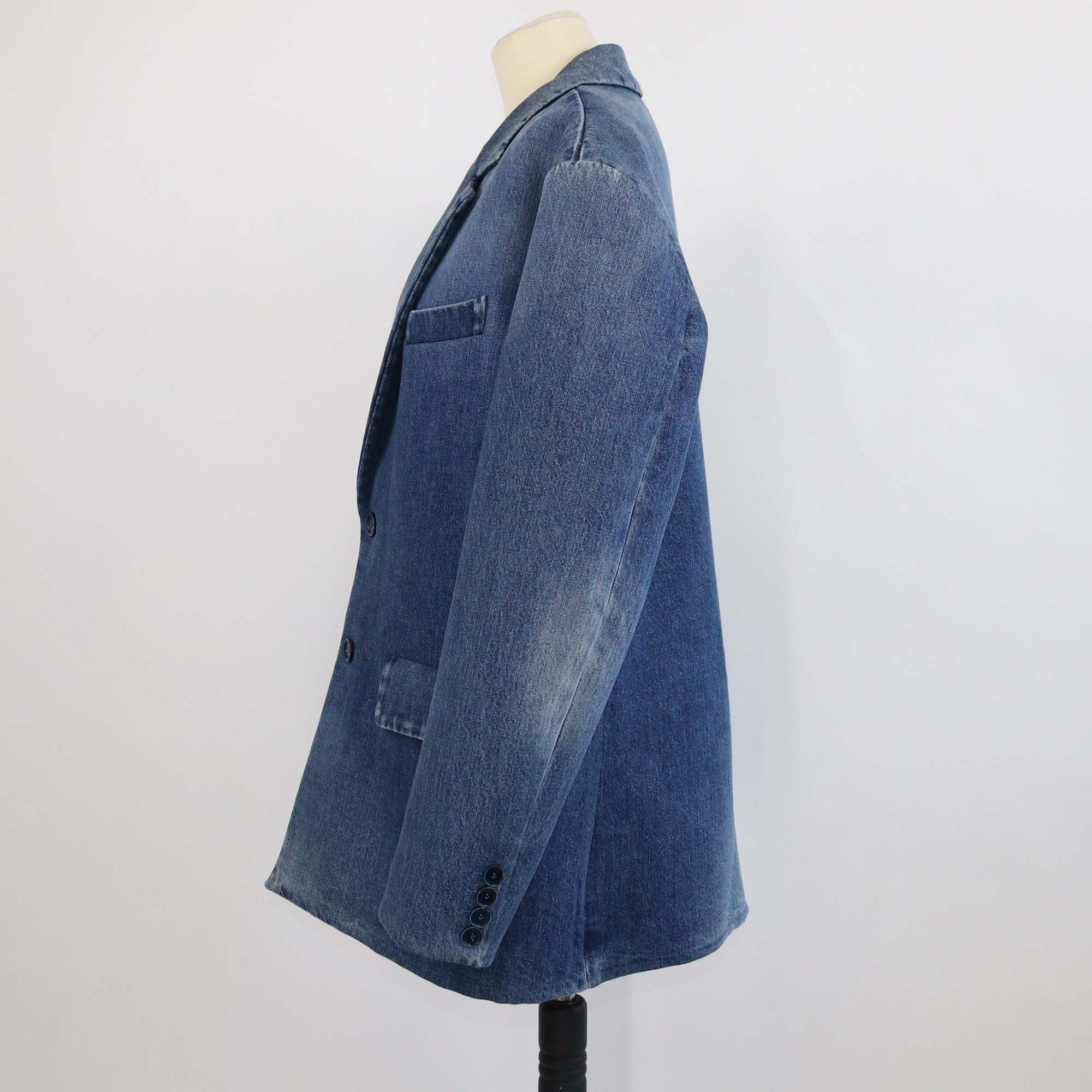 Valentino Blue Washed Denim Single Breasted Blazer