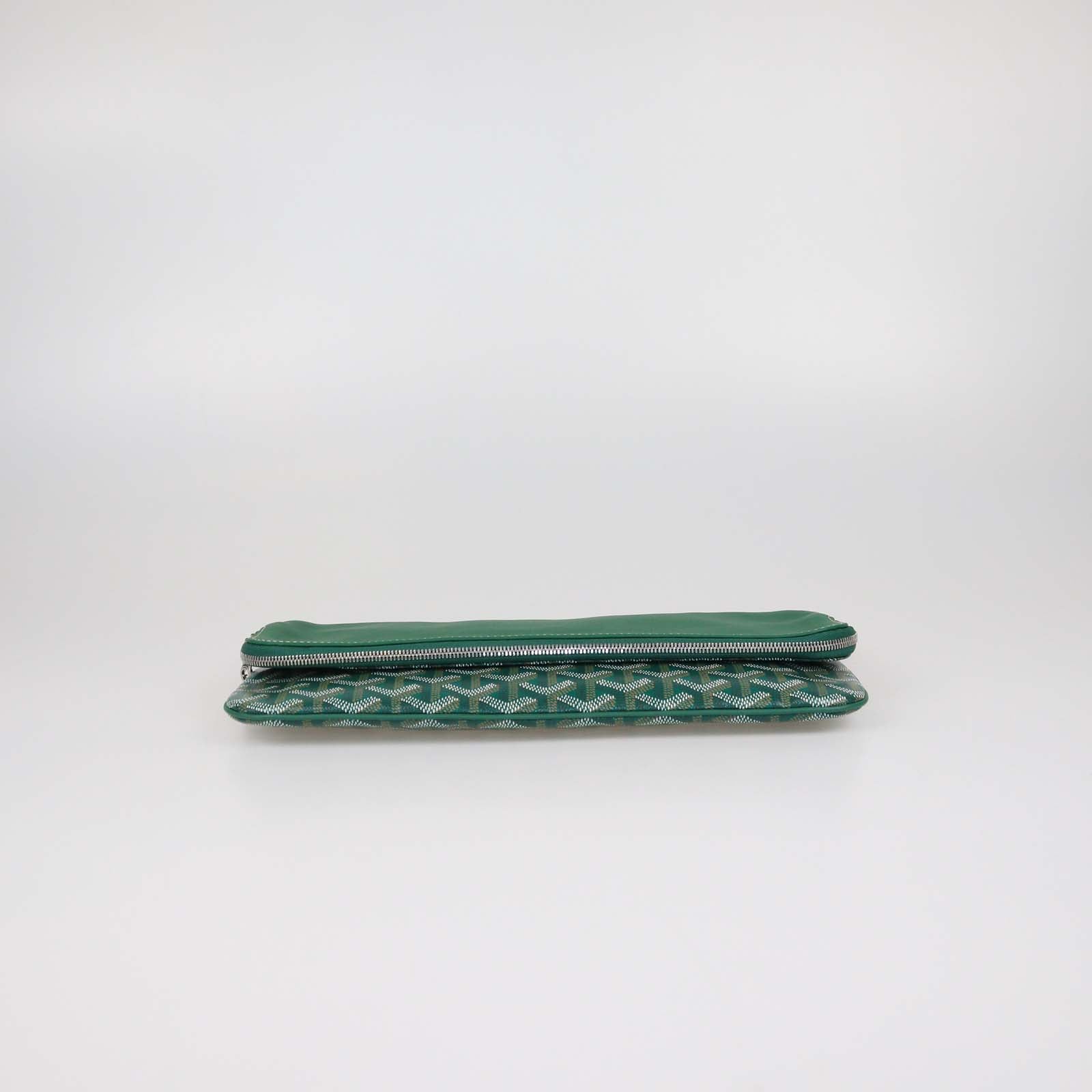 Goyard Green Goyardine Coated Canvas and Leather Sainte Marie MM Clutch