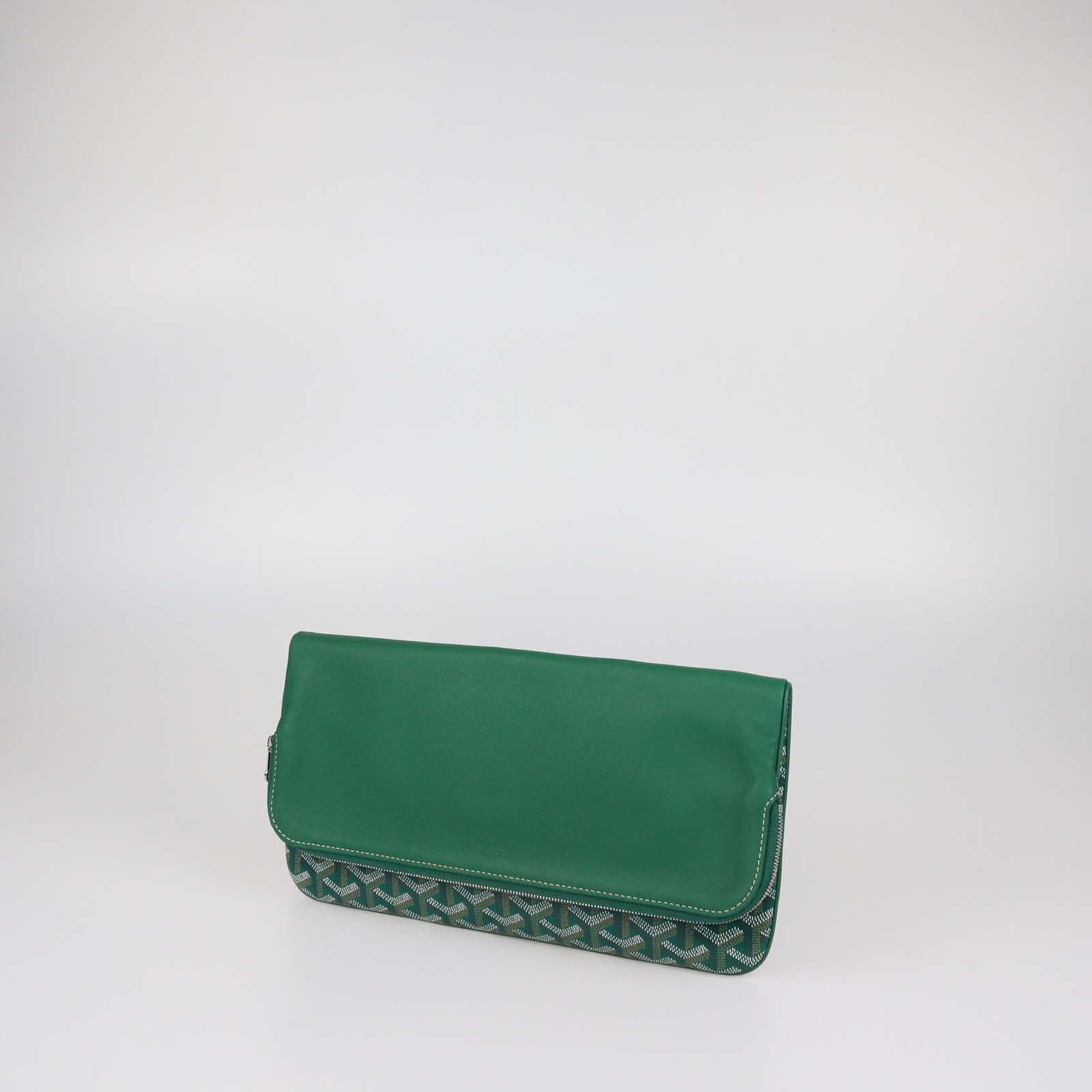 Goyard Green Goyardine Coated Canvas and Leather Sainte Marie MM Clutch