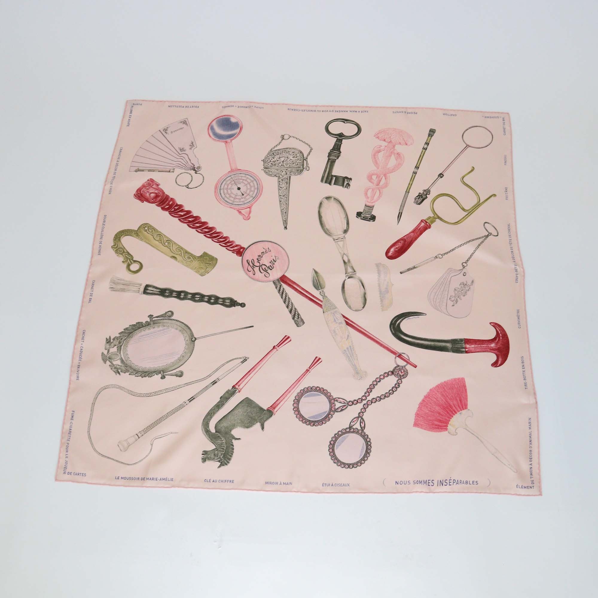 Hermes Rose Thé / Rouge H / Bronze Nous Sommes Inseparables scarf 90