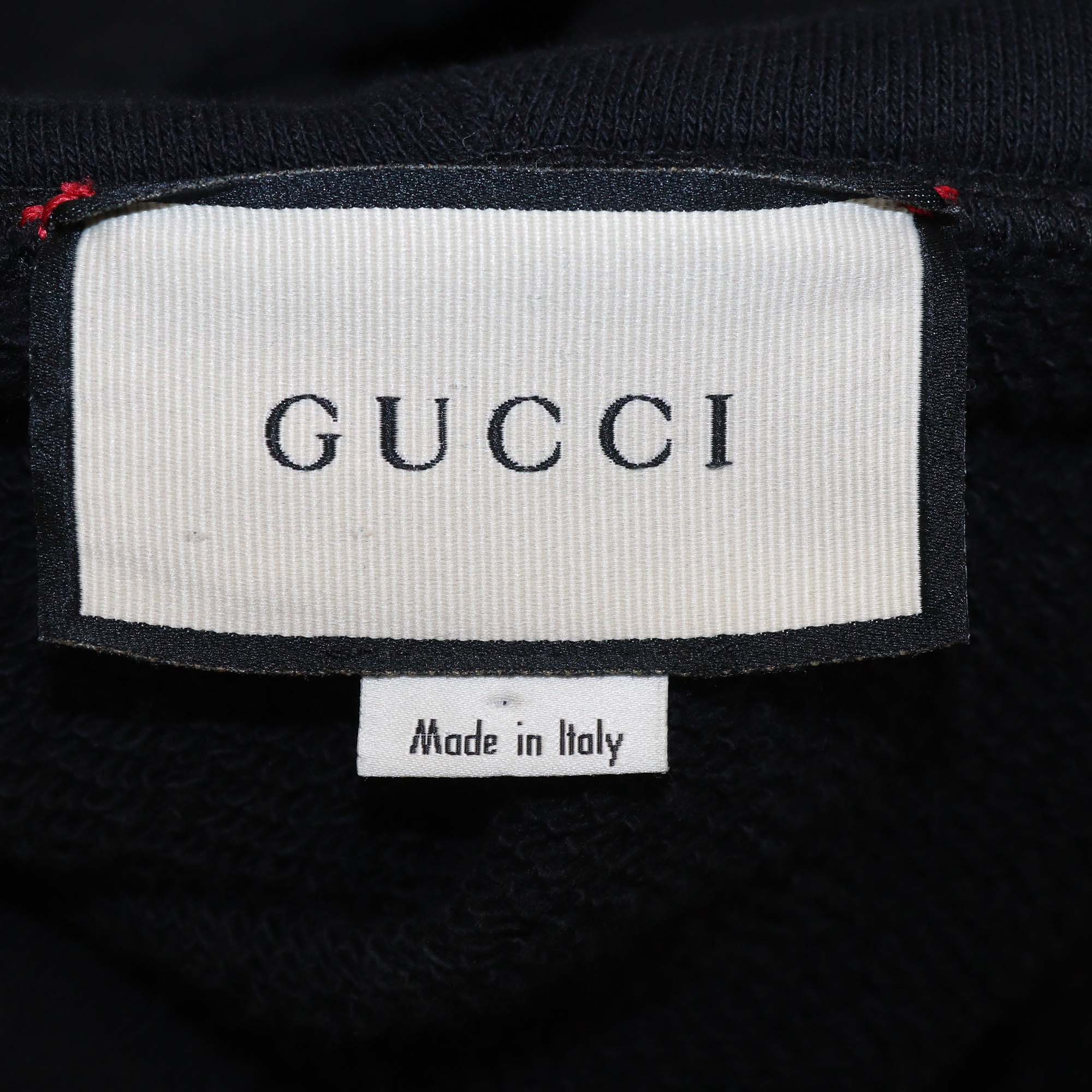 Gucci Black Cotton Logo Print Oversized Hooded Dress
