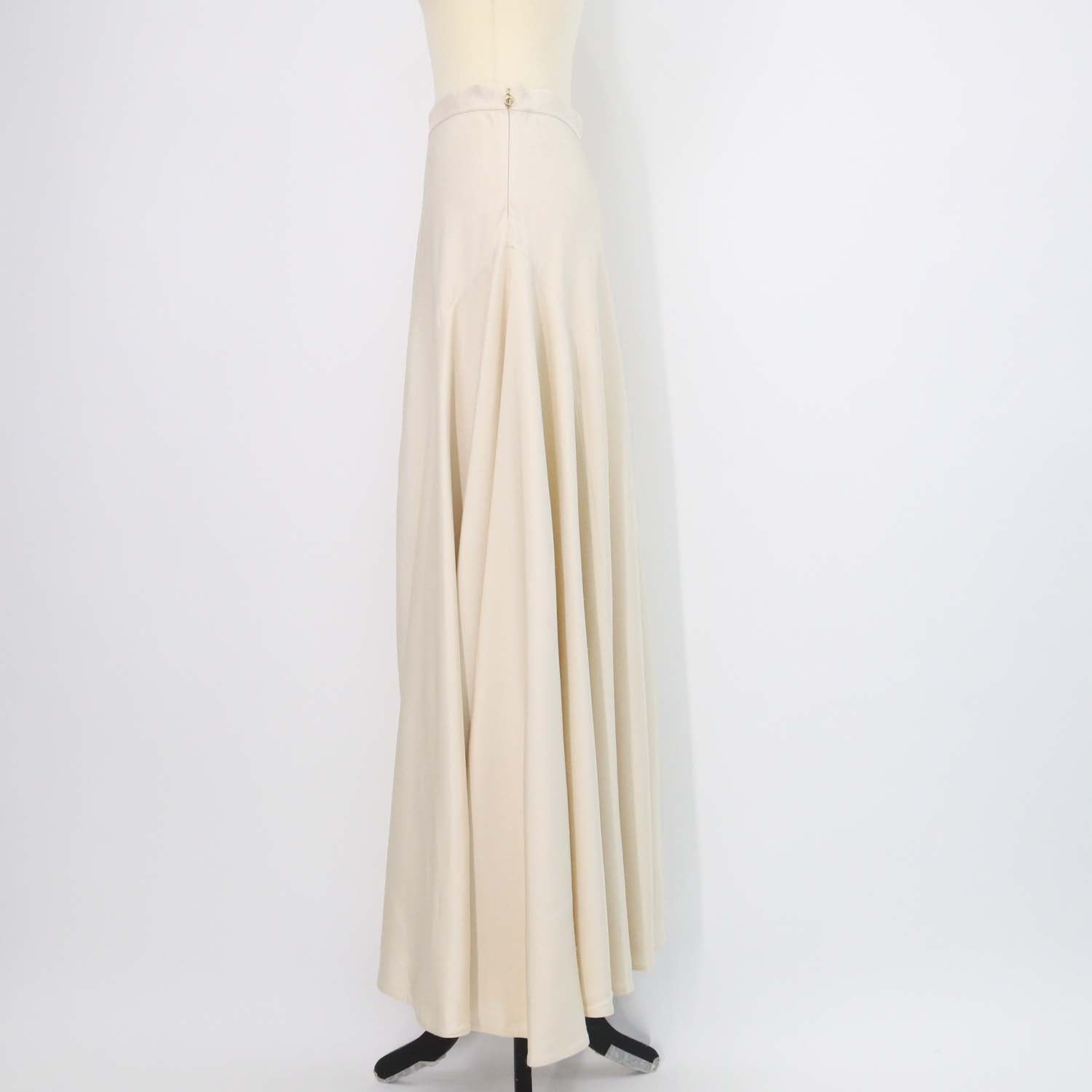 Loro Piana Beige Silk Giustina Midi Skirt