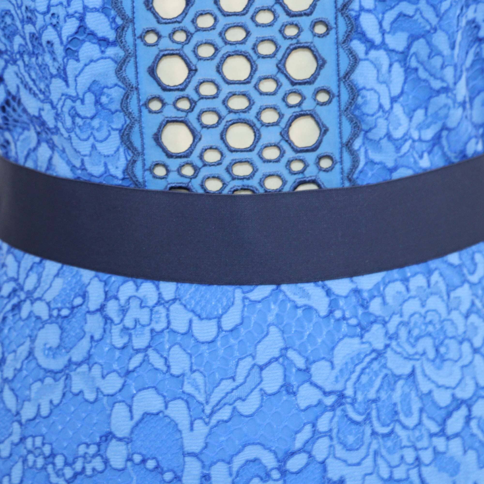 Sandro Blue Eyelet Lace Detail Midi Dress Womens Sandro