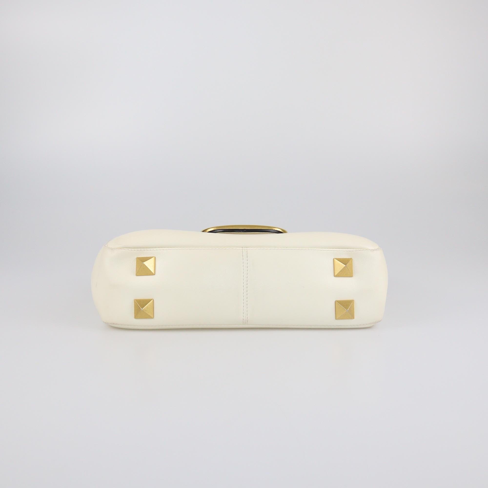 Valentino Off White Stud Sign VLogo Shoulder Bag Womens Valentino