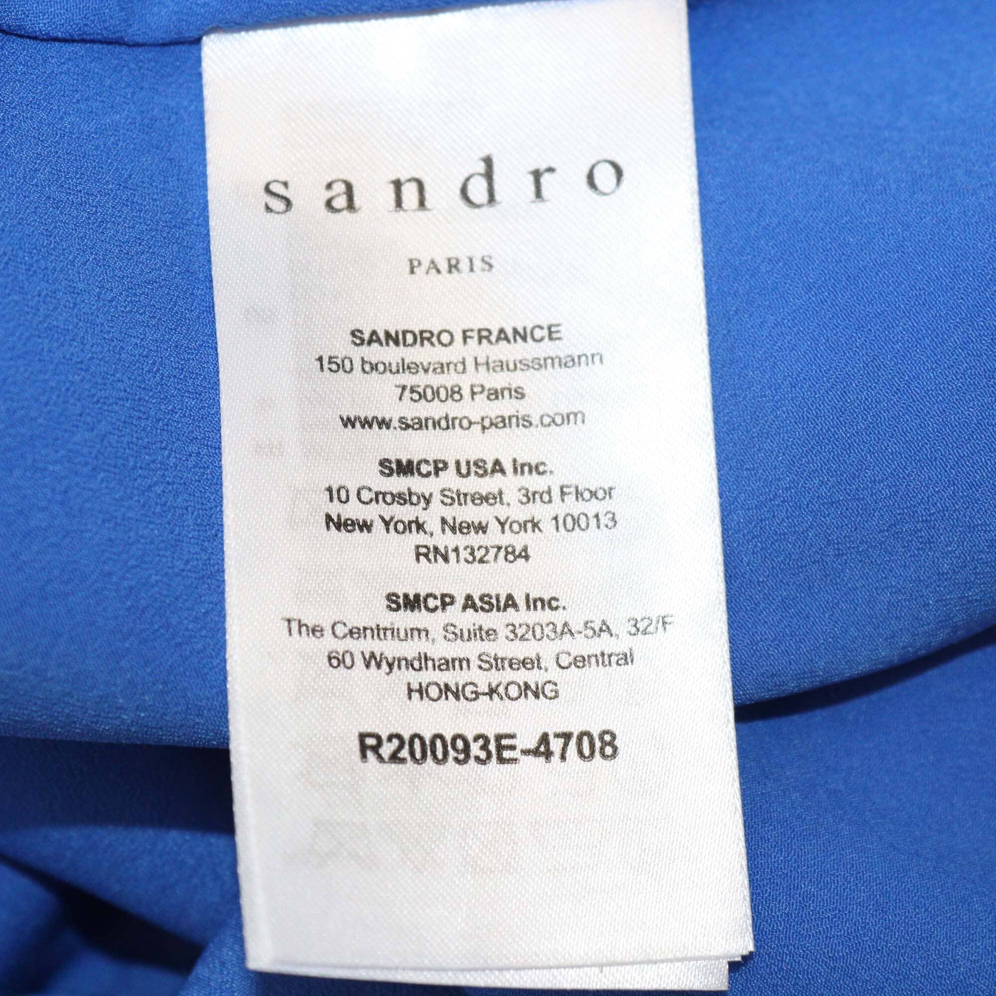 Sandro Blue Eyelet Lace Detail Midi Dress Womens Sandro