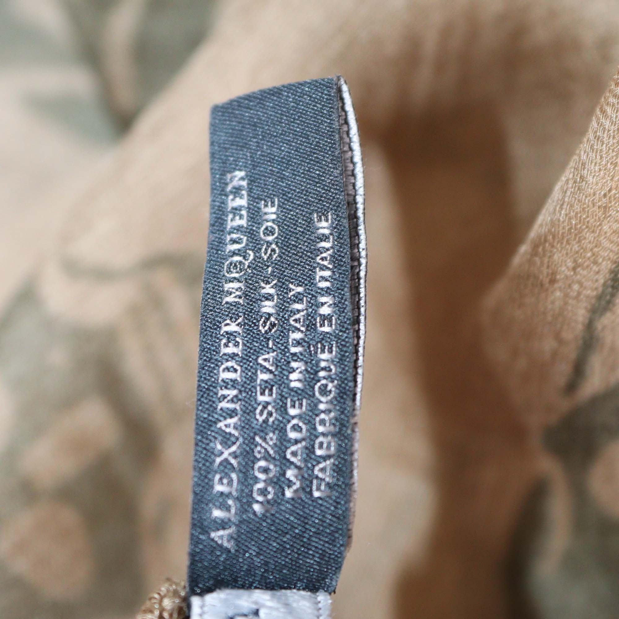 Alexander McQueen Olive Green Silk Skull Print Shawl