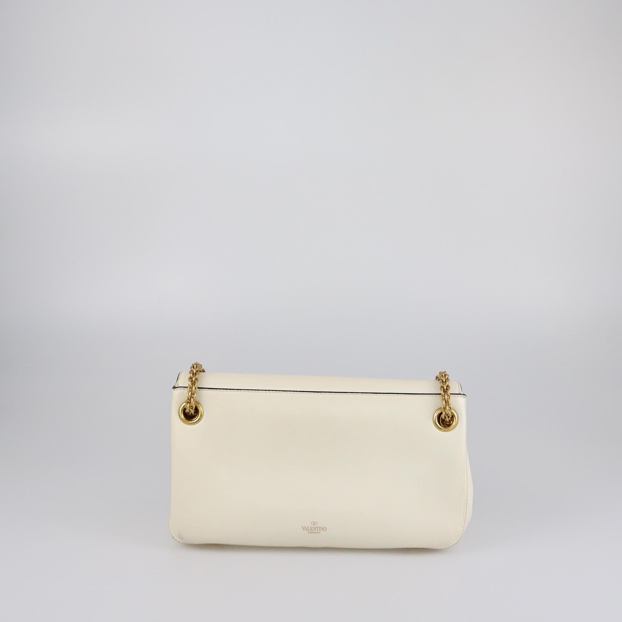Valentino Off White Stud Sign VLogo Shoulder Bag Womens Valentino