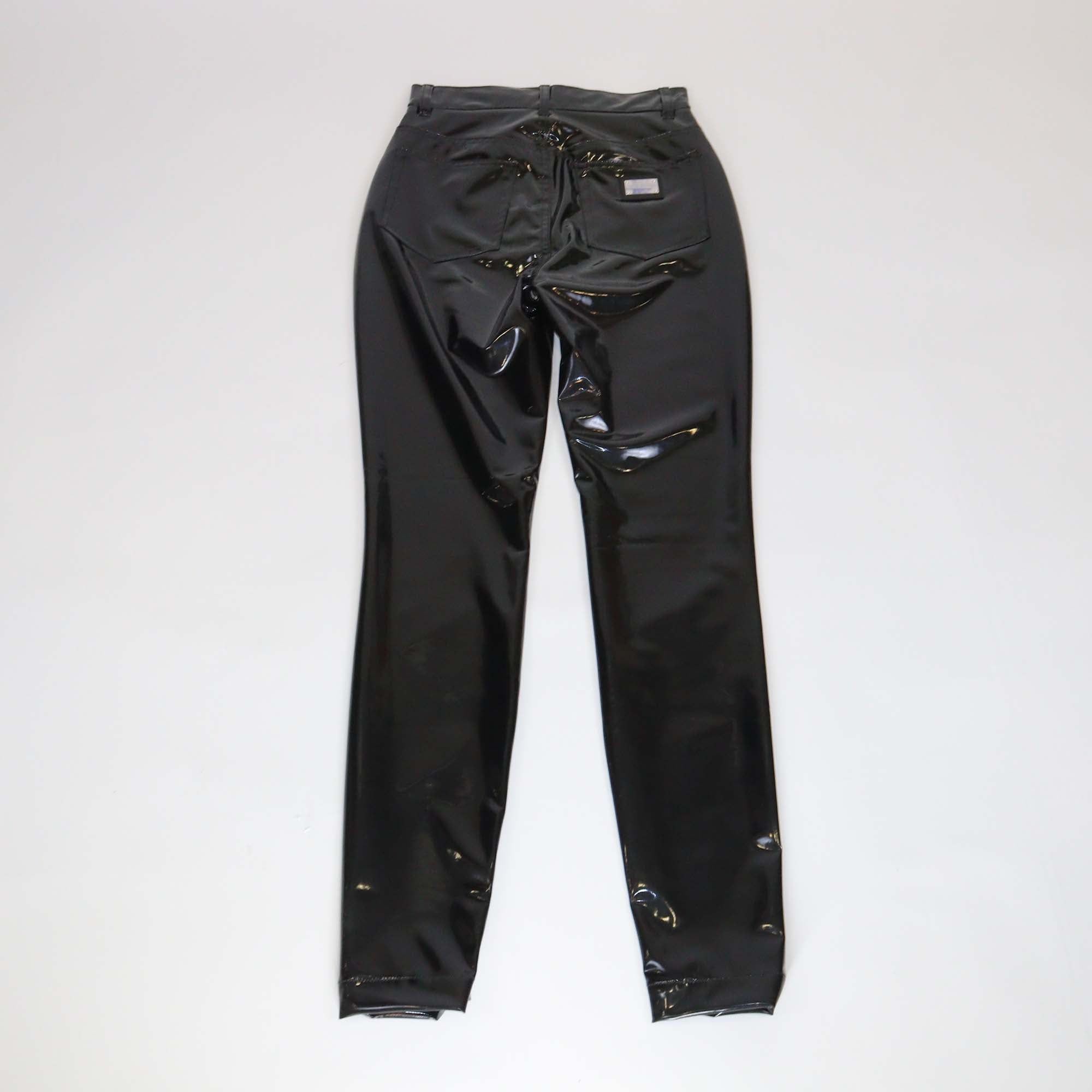 Dolce & Gabbana Black Shiny Coated Fabric Skinny Pants