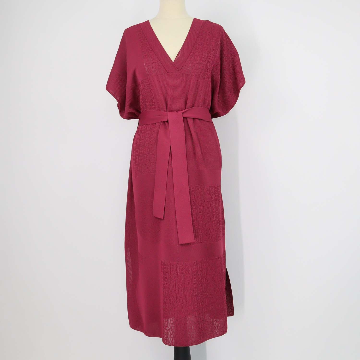 Hermes Lie De Vin Viscose Chaine d'Ancre Long Caftan Dress