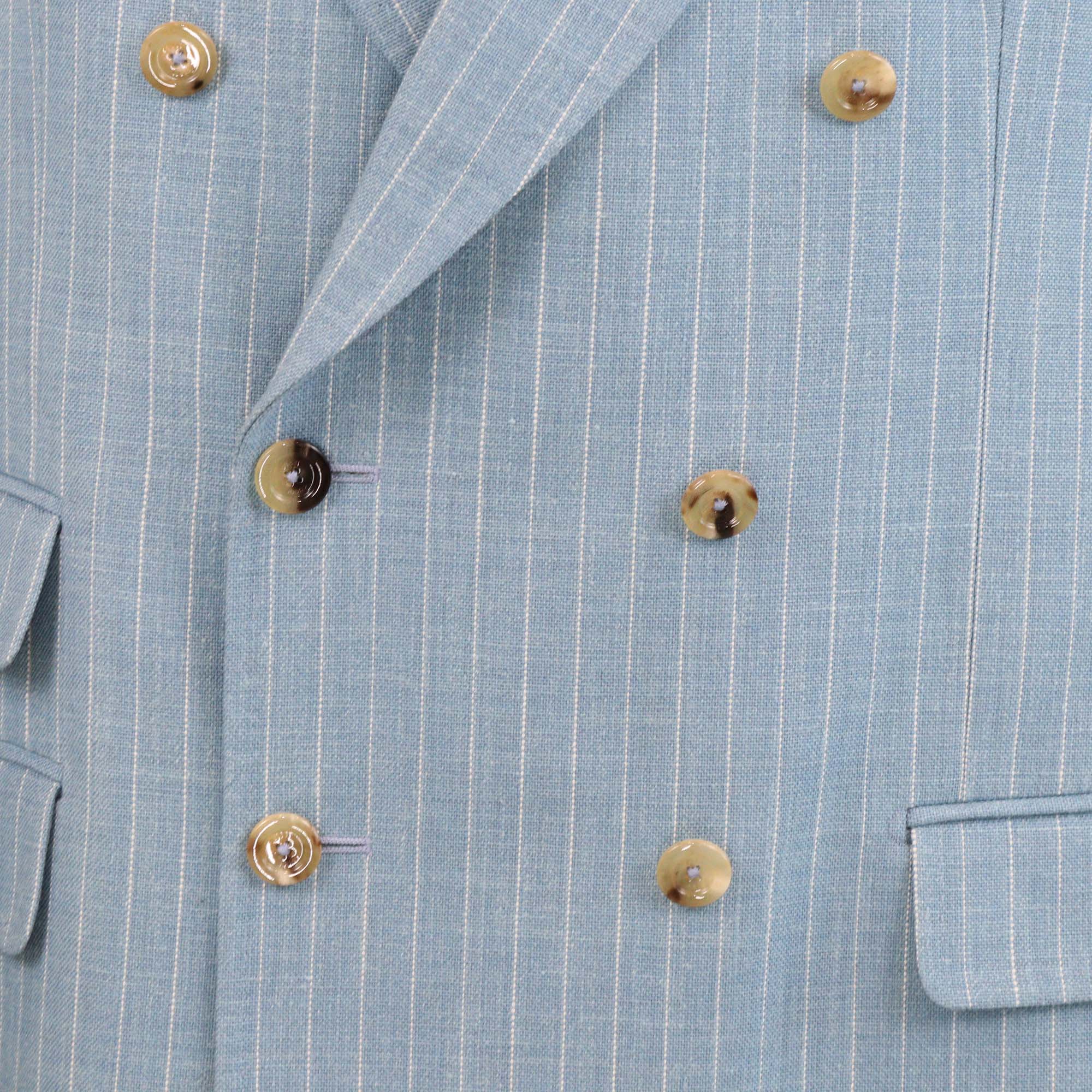 Gucci Light Blue Blend Wool Pinstripes Double Breasted Blazer