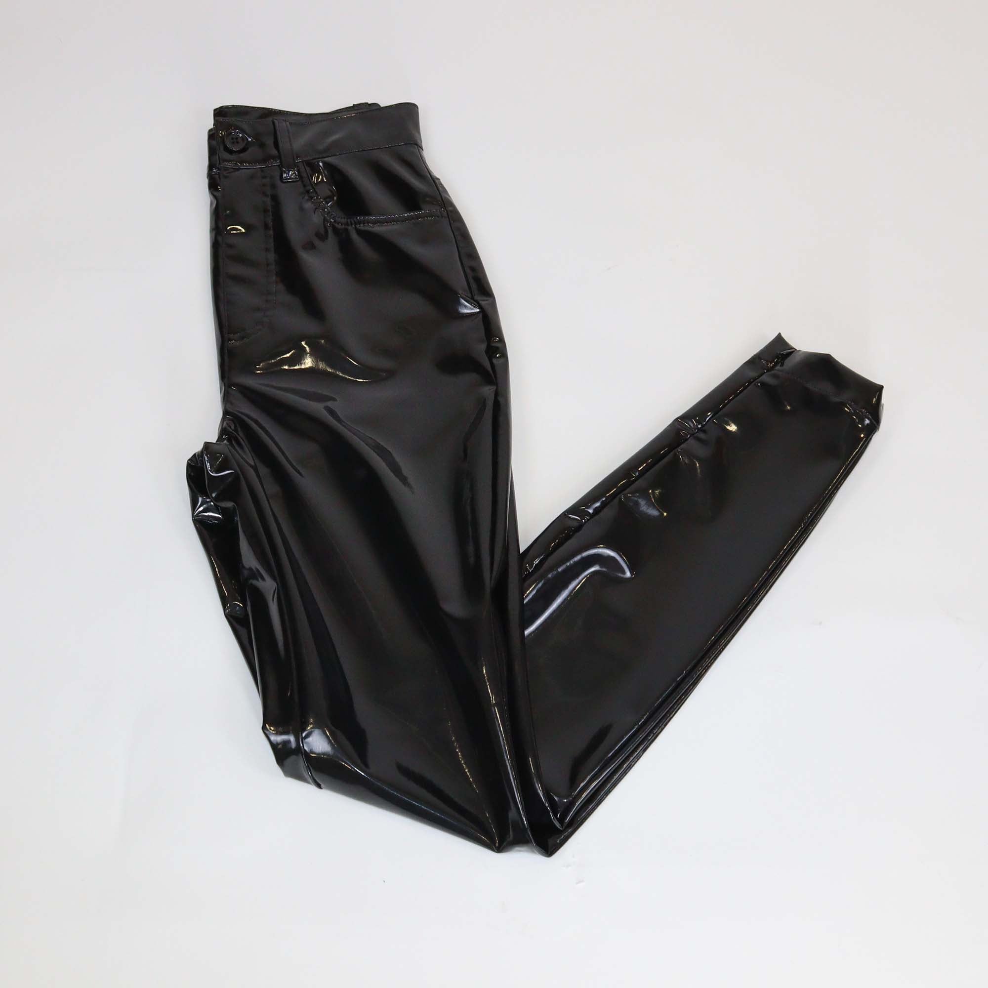 Dolce & Gabbana Black Shiny Coated Fabric Skinny Pants