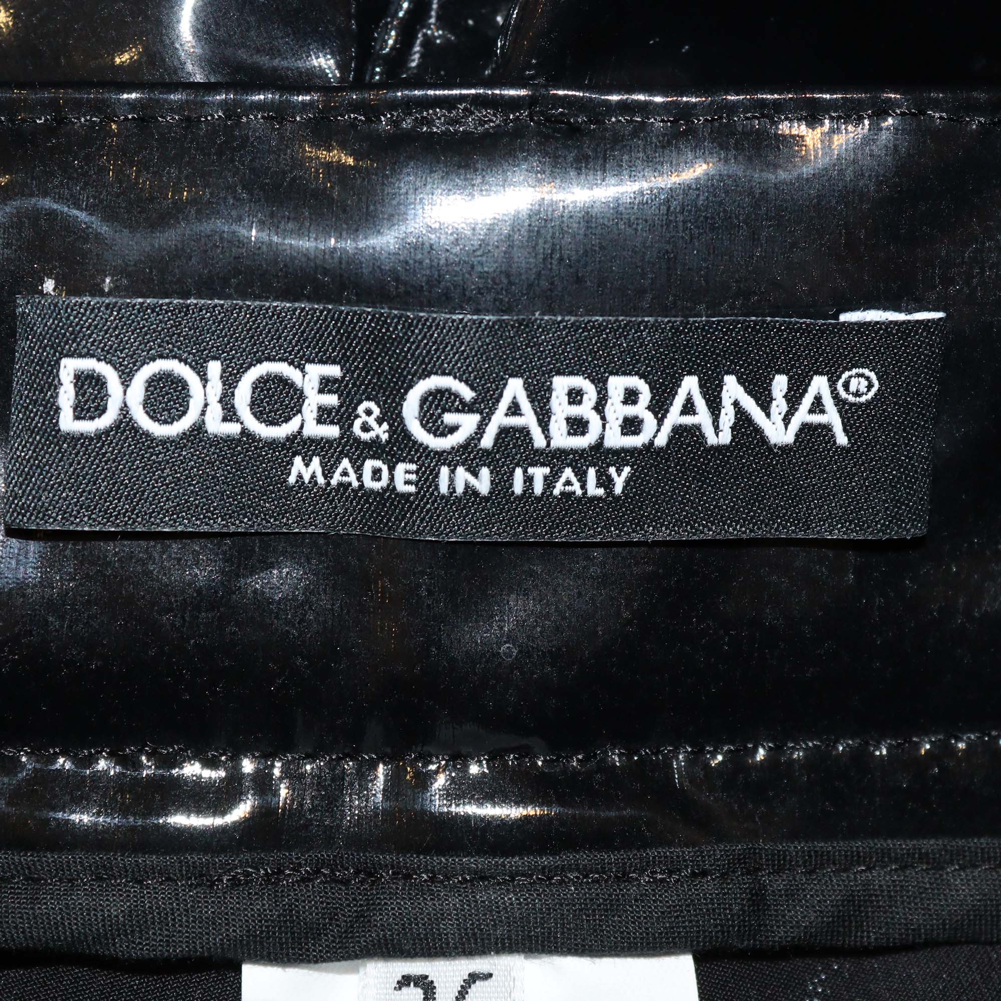 Dolce & Gabbana Black Shiny Coated Fabric Skinny Pants