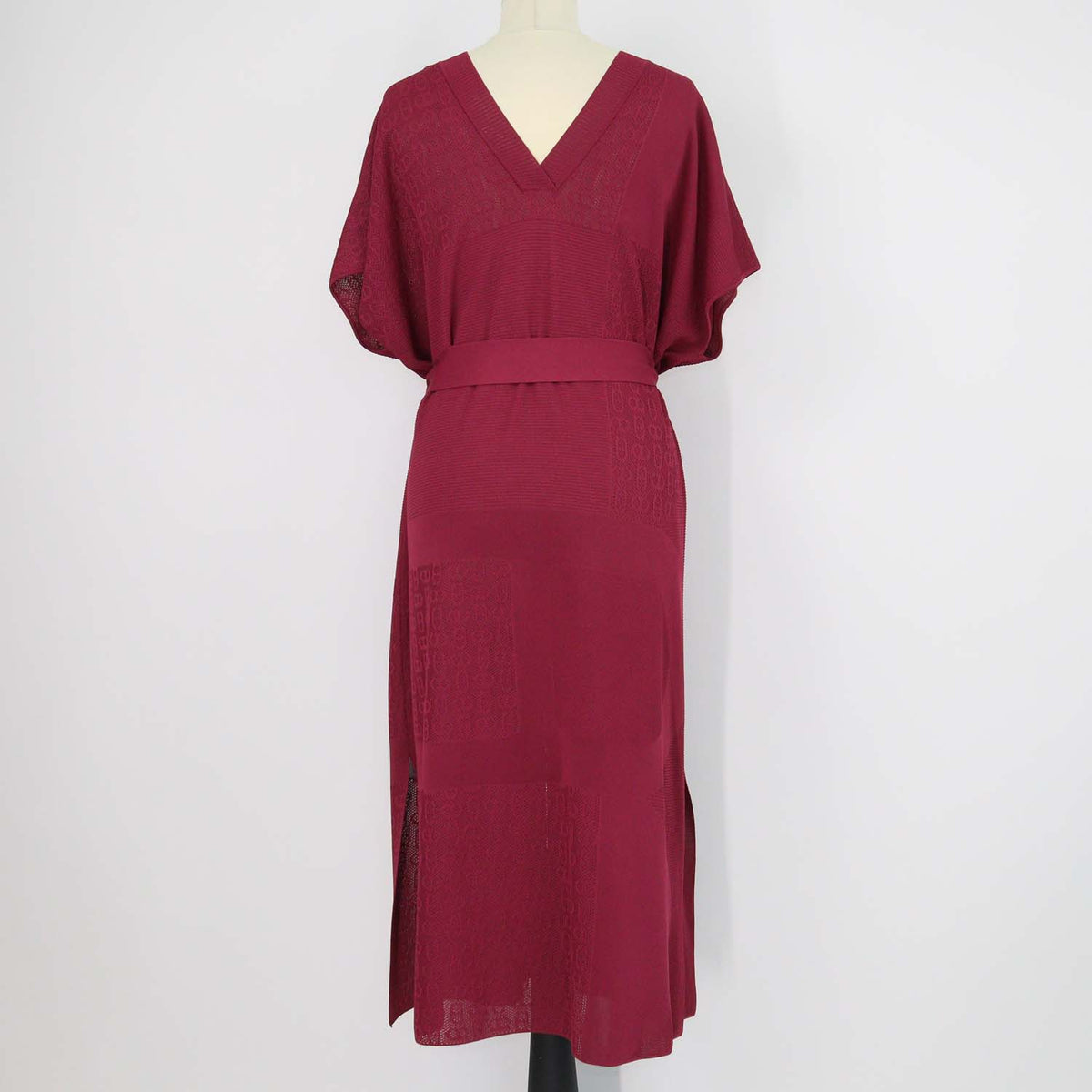 Hermes Lie De Vin Viscose Chaine d'Ancre Long Caftan Dress