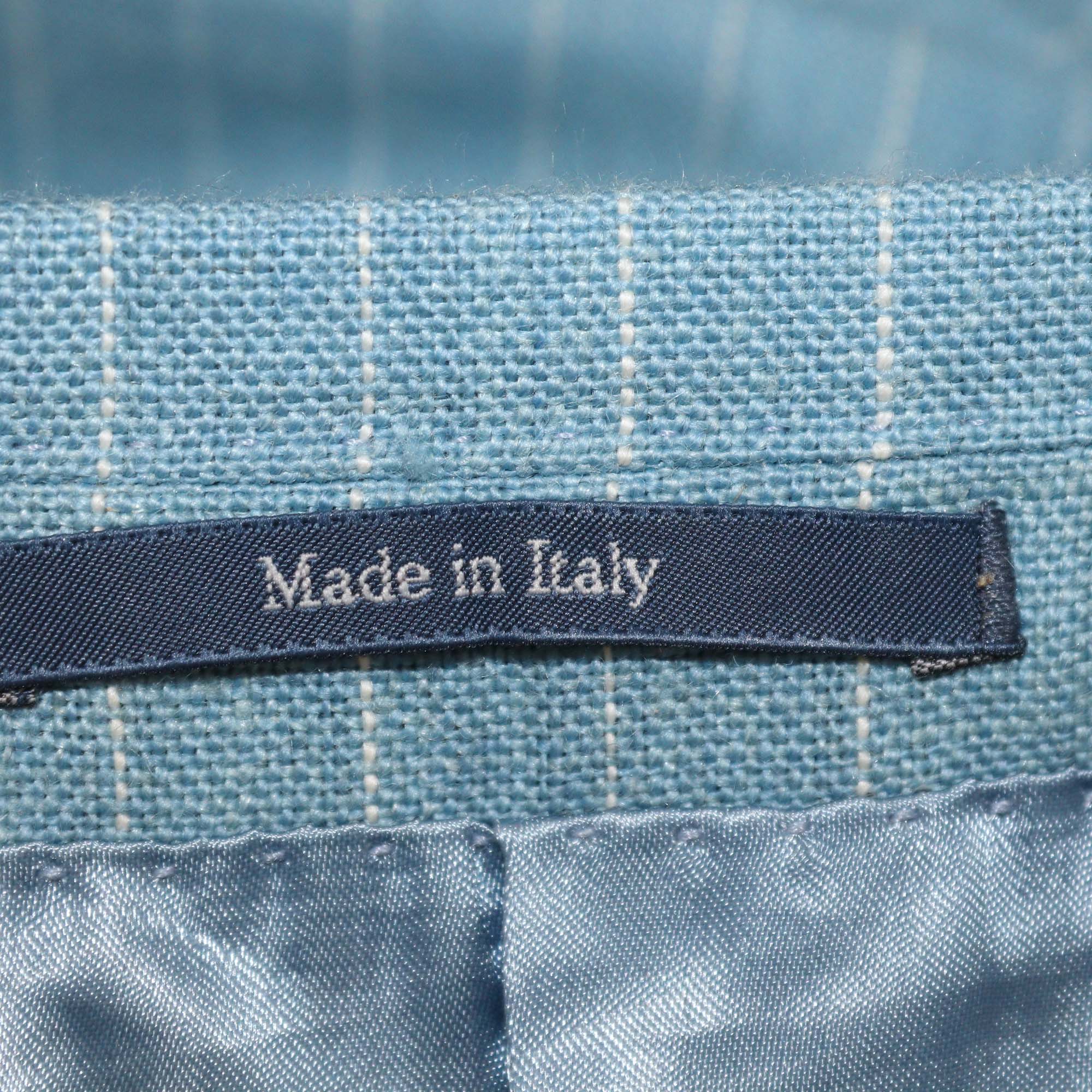 Gucci Light Blue Blend Wool Pinstripes Double Breasted Blazer