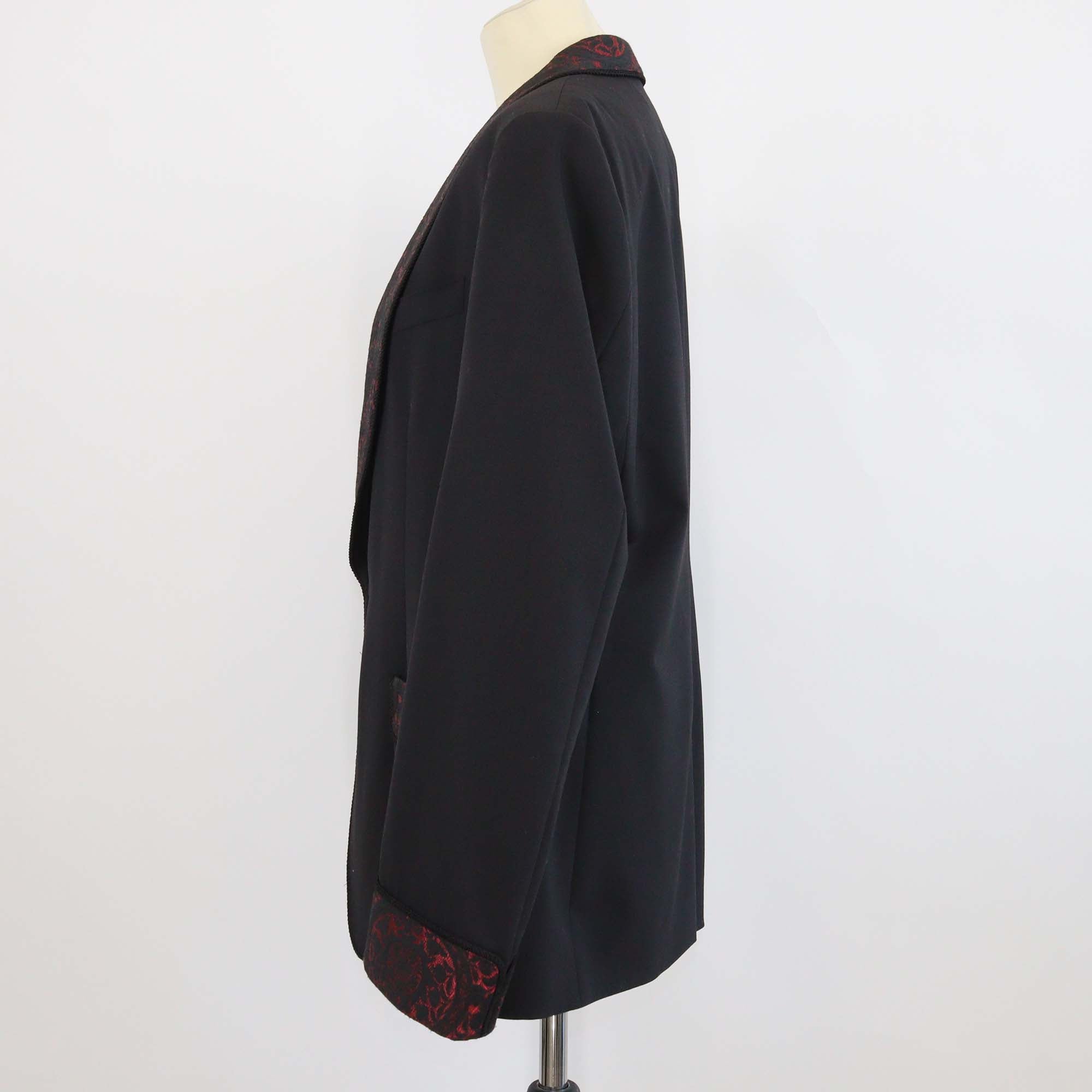 Dolce & Gabbana Black/Red Blend Wool Paisley Embroidered Tuxedo