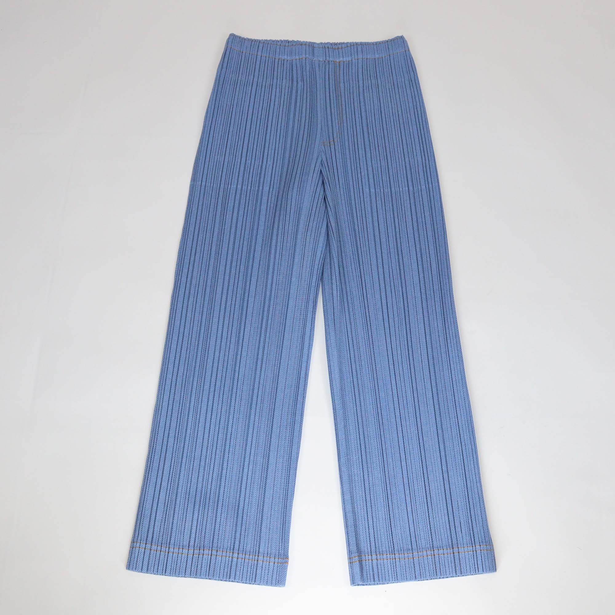 Pleats Please Issey Miyake Blue Pleated Trousers