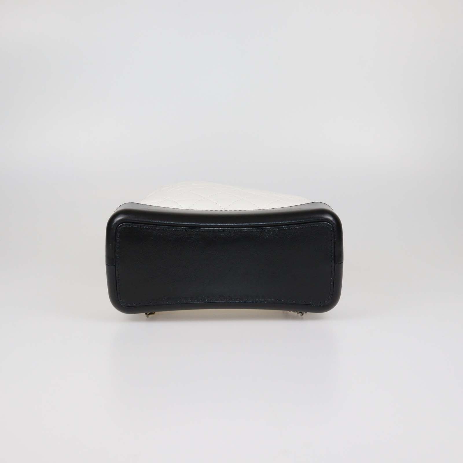 Chanel White/Black Aged Quilted Leather Small Gabrielle Backpack
