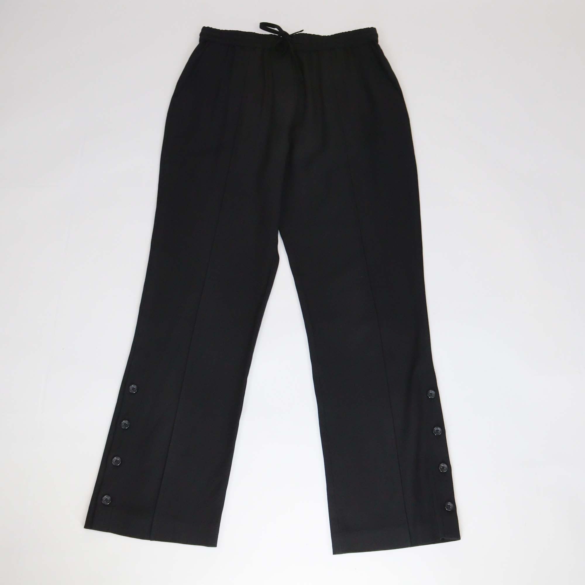 3.1 Phillip Lim Black Blend Wool Button Detail Drawstring Pants