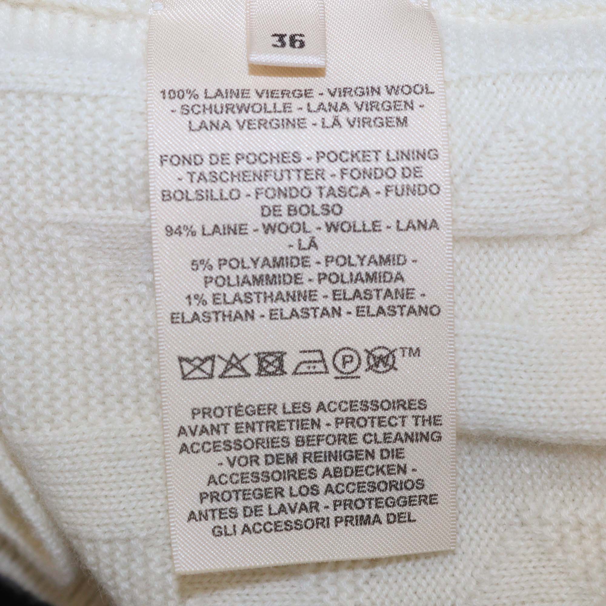 Hermes Cream Knitted Wool H All over Short Sleeve Half Zip Sweater Dress