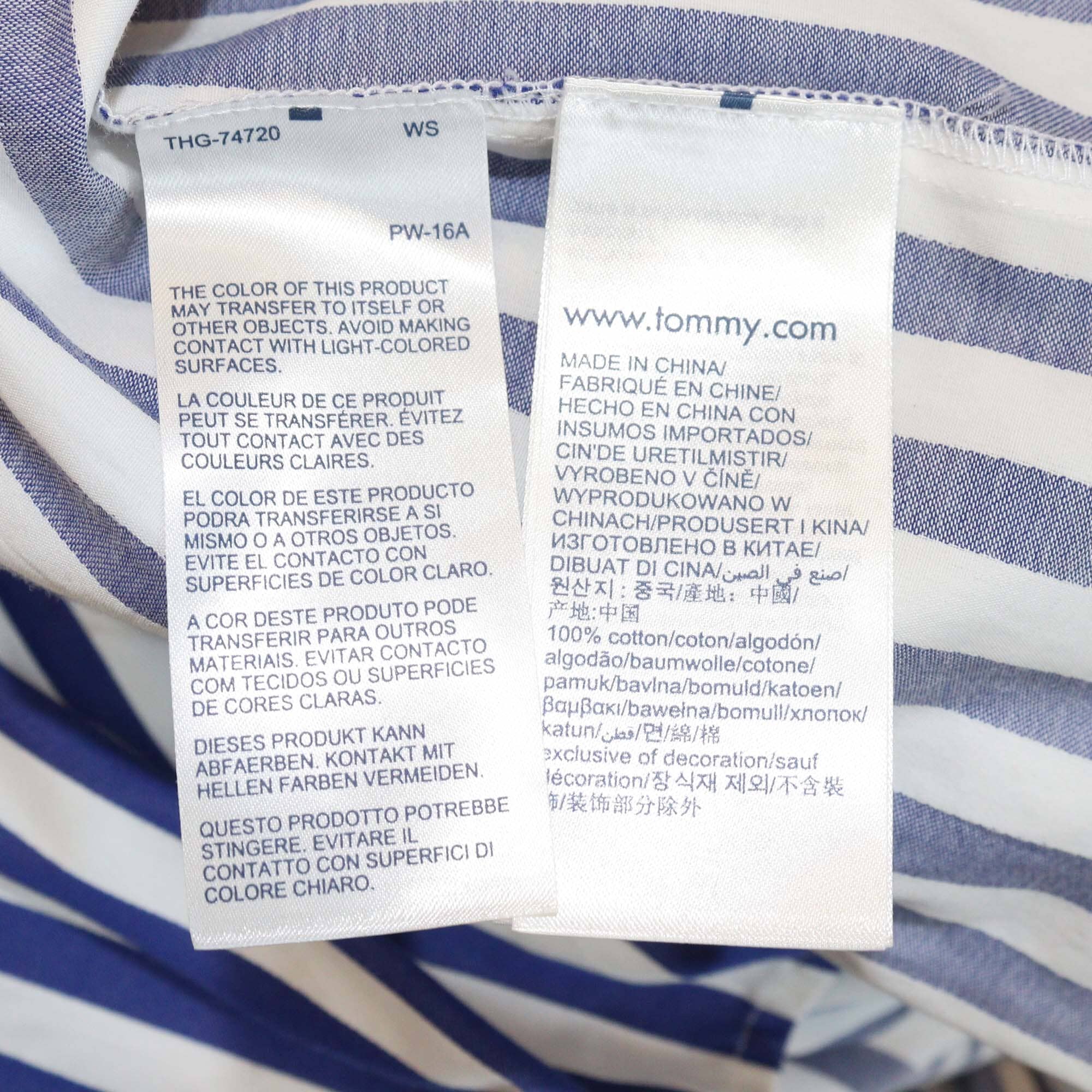 Tommy Hilfiger Blue/White Cotton Striped Pleated Sleeveless Maxi Dress Womens Tommy Hilfiger