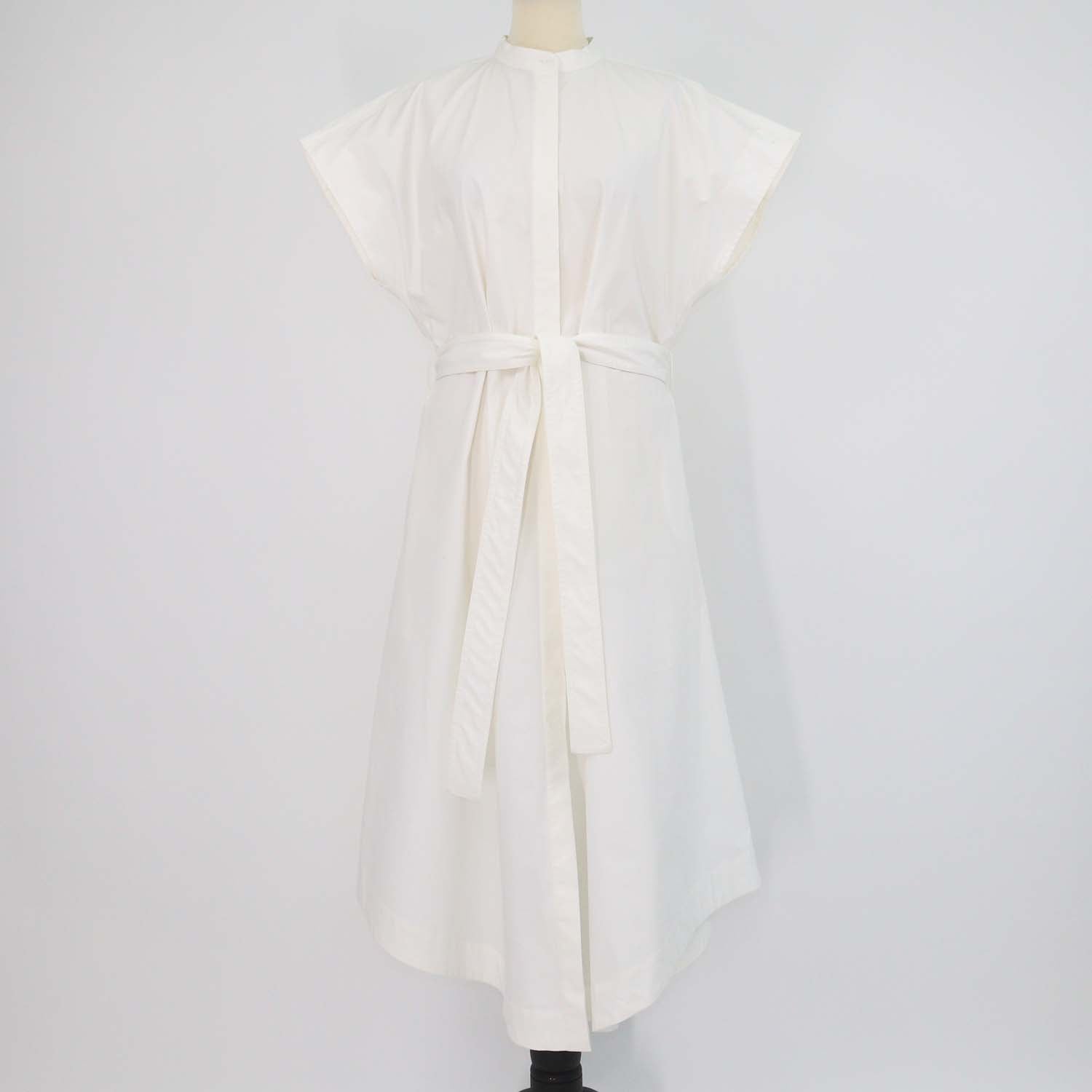 Proenza Schouler Off White Blend Cotton Poplin Adinna Belted Sleeveless Midi Dress