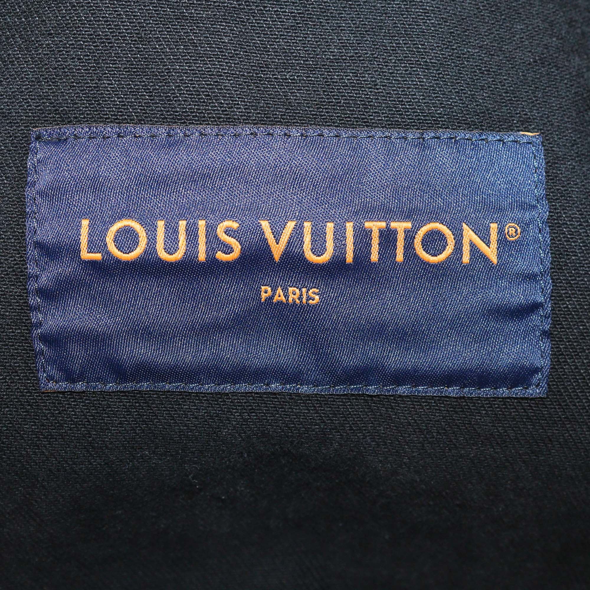 Louis Vuitton Black Washed Flocked Damier Denim Trucker Jacket