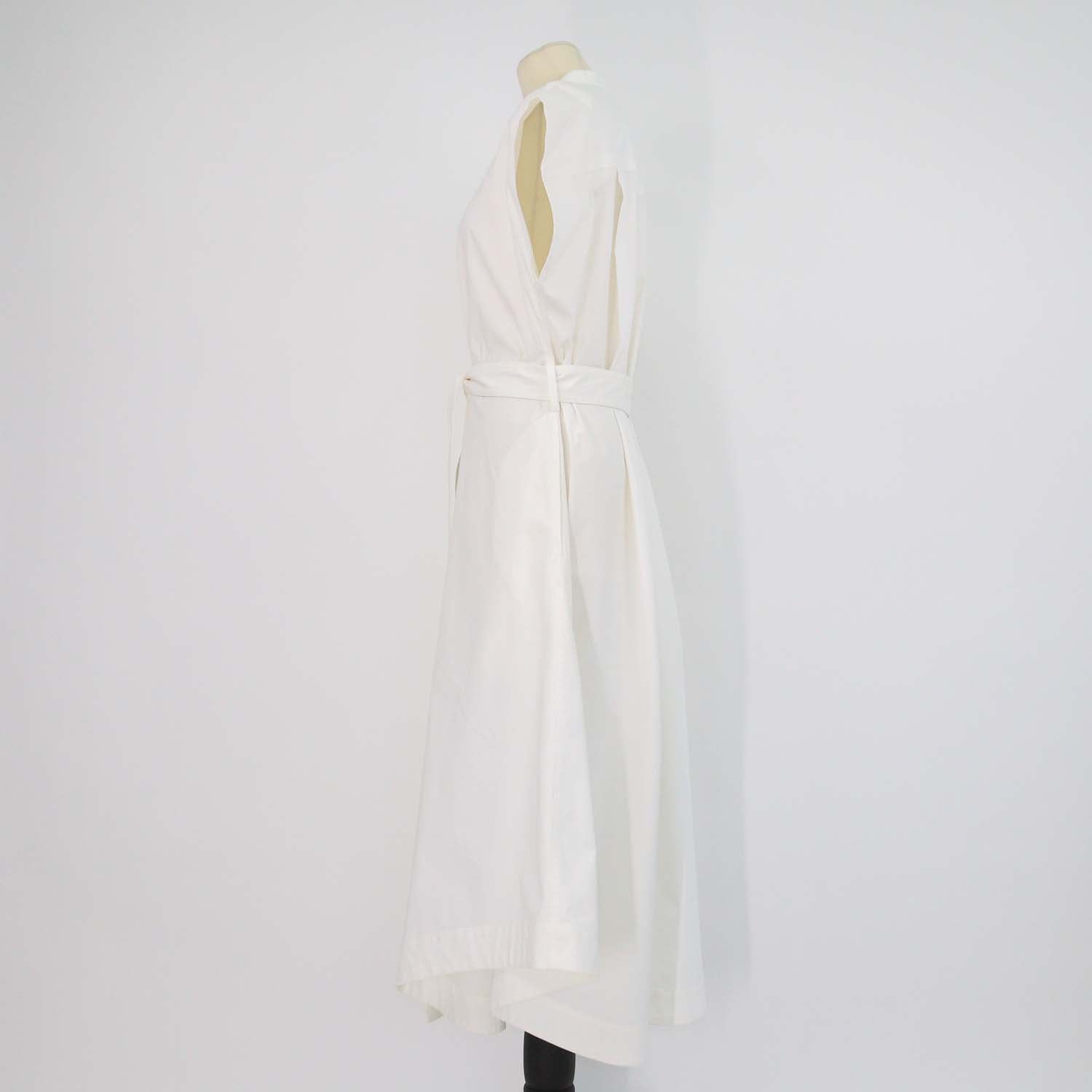 Proenza Schouler Off White Blend Cotton Poplin Adinna Belted Sleeveless Midi Dress