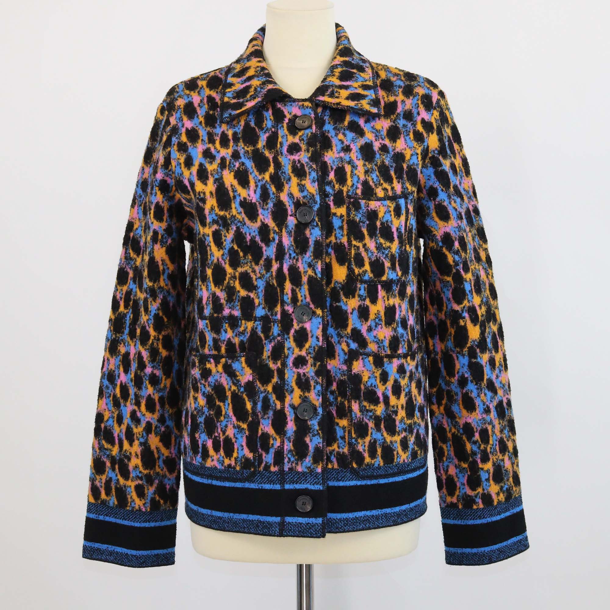 Christian Dior Multicolor Blend Wool Leopard Print Jacket